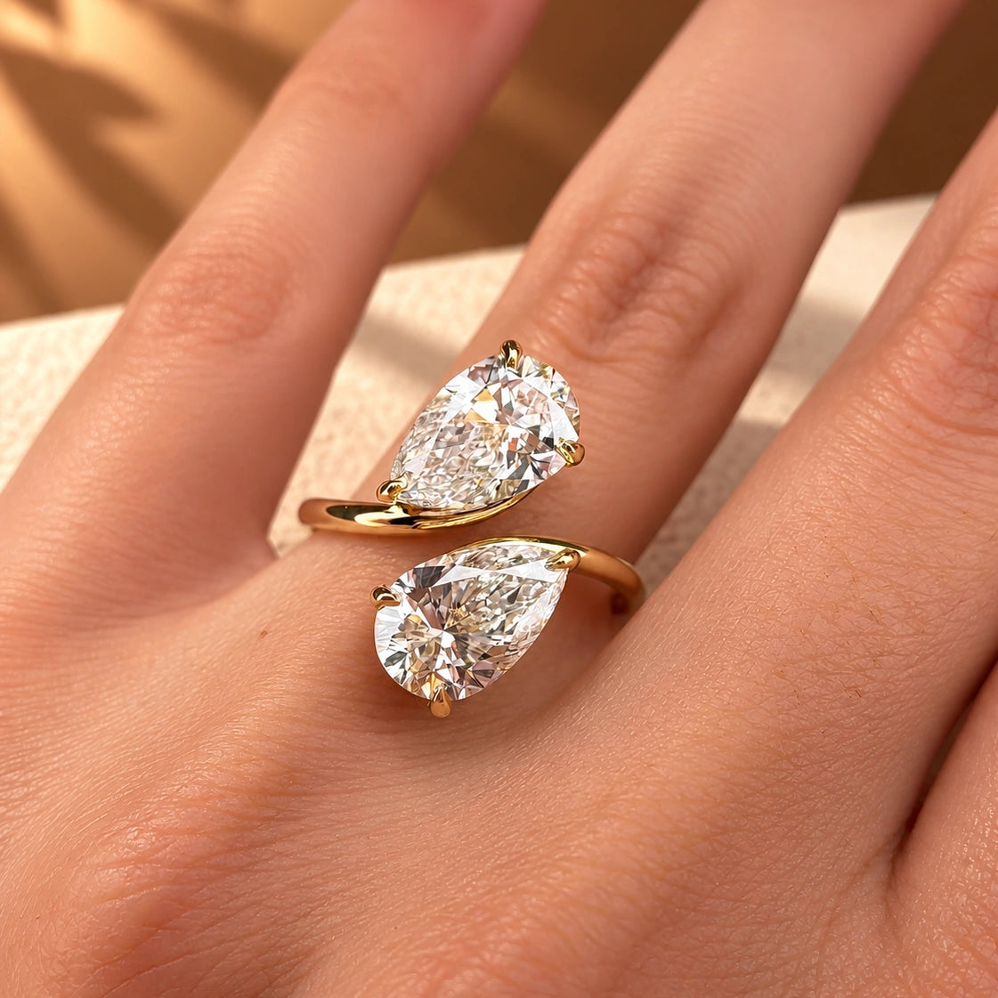 Common :: 1.50ct and 1.30ct Pear lab grown diamond Toi Et Moi ring