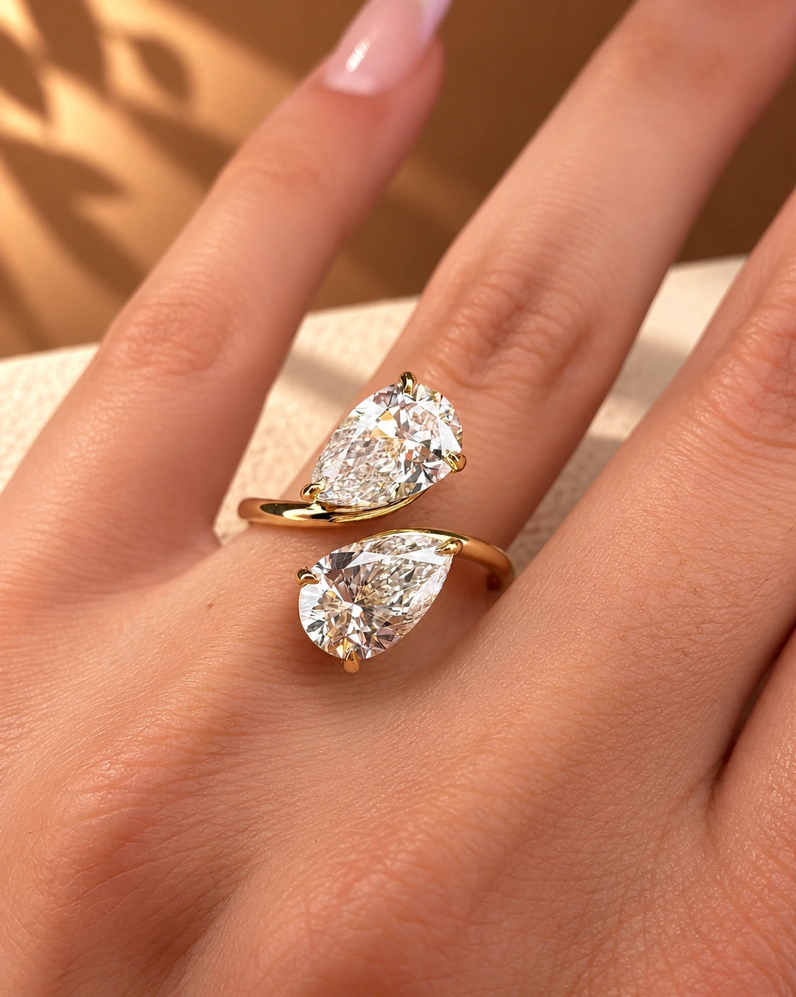 Common :: 1.50ct and 1.30ct Pear lab grown diamond Toi Et Moi ring
