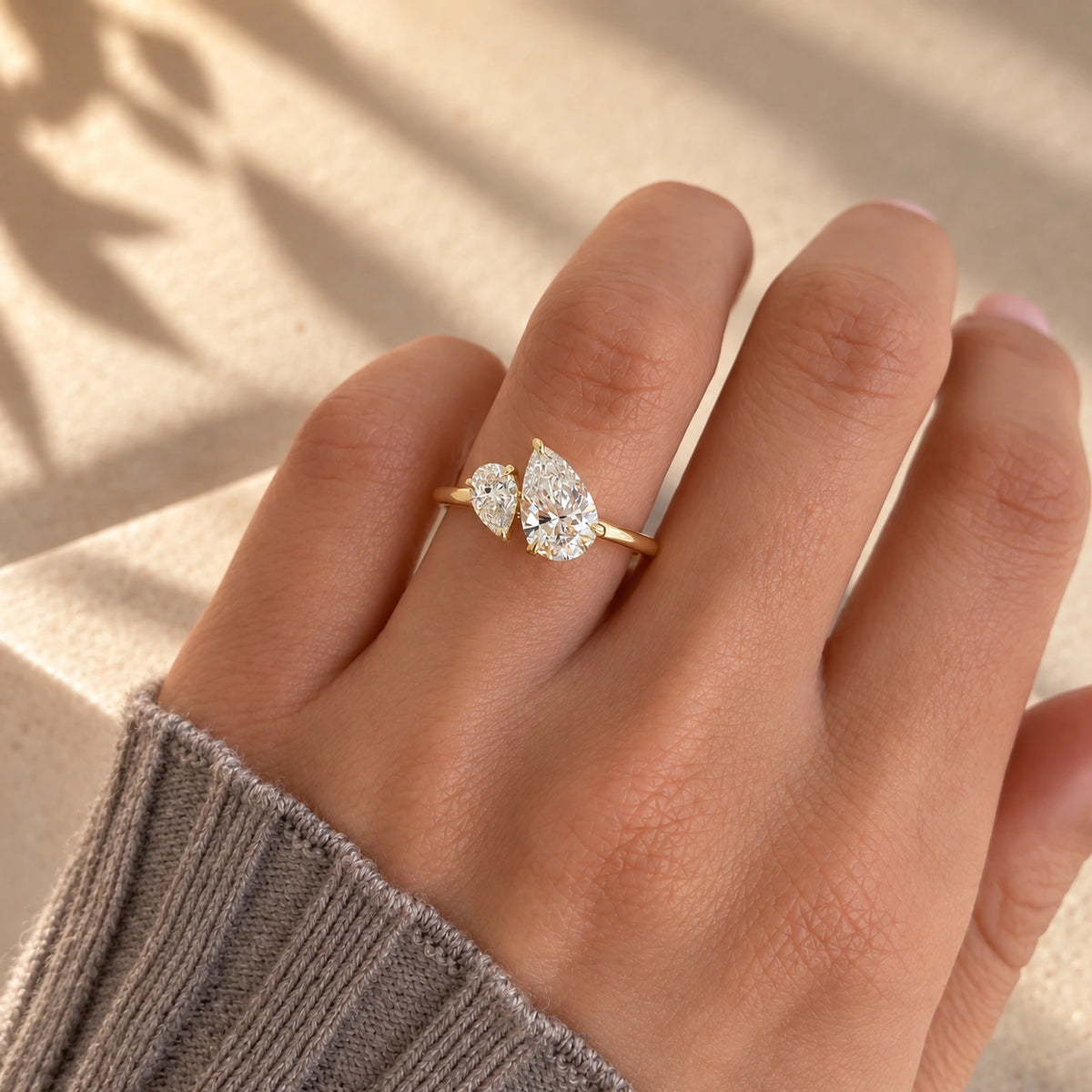 Common :: 1.50ct and 1.00ct Pear lab grown diamond Toi Et Moi ring