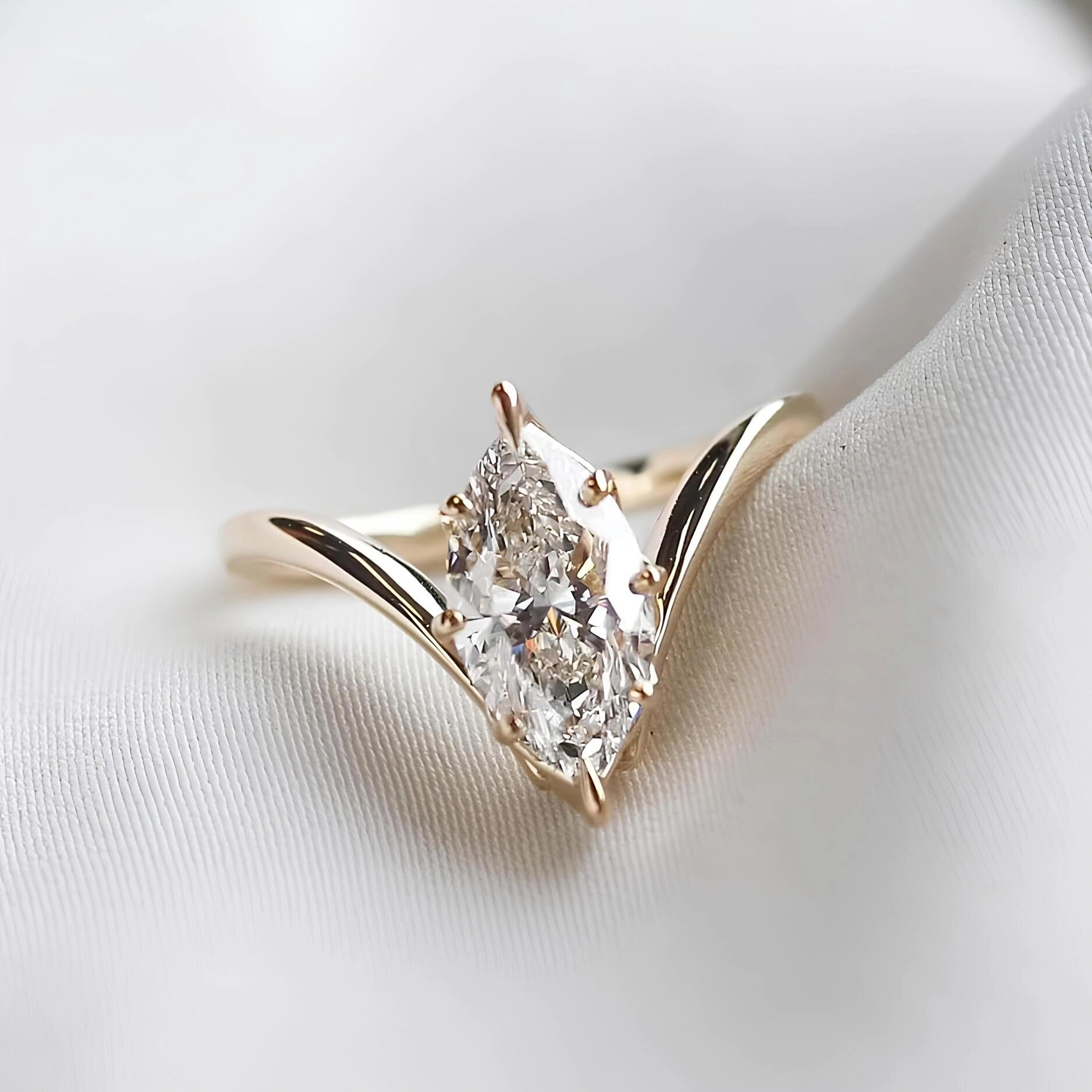 Common :: Unii Jewels 1.55ct Marquise lab grown diamond solitaire engagement ring