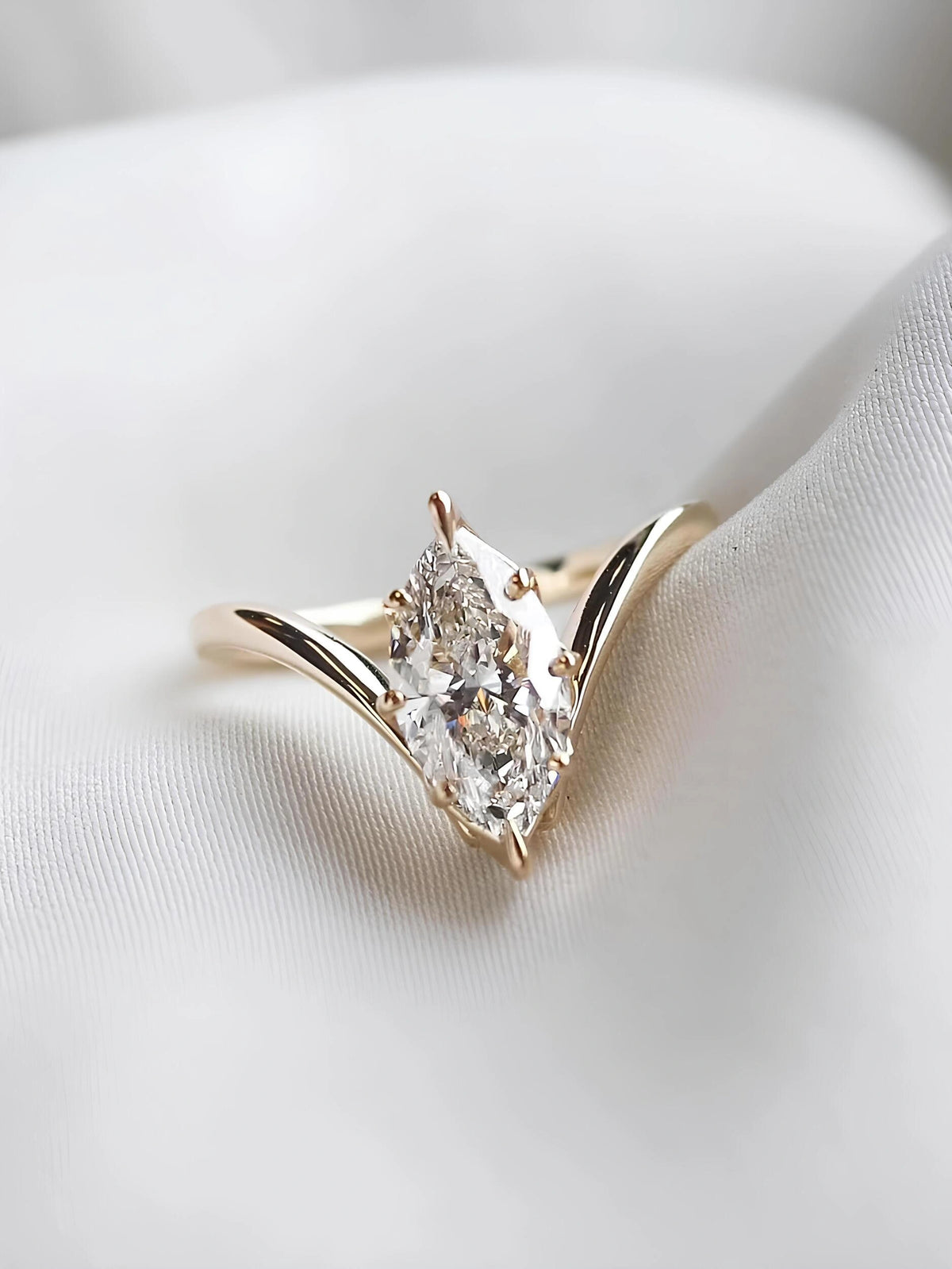 Common :: Unii Jewels 1.55ct Marquise lab grown diamond solitaire engagement ring