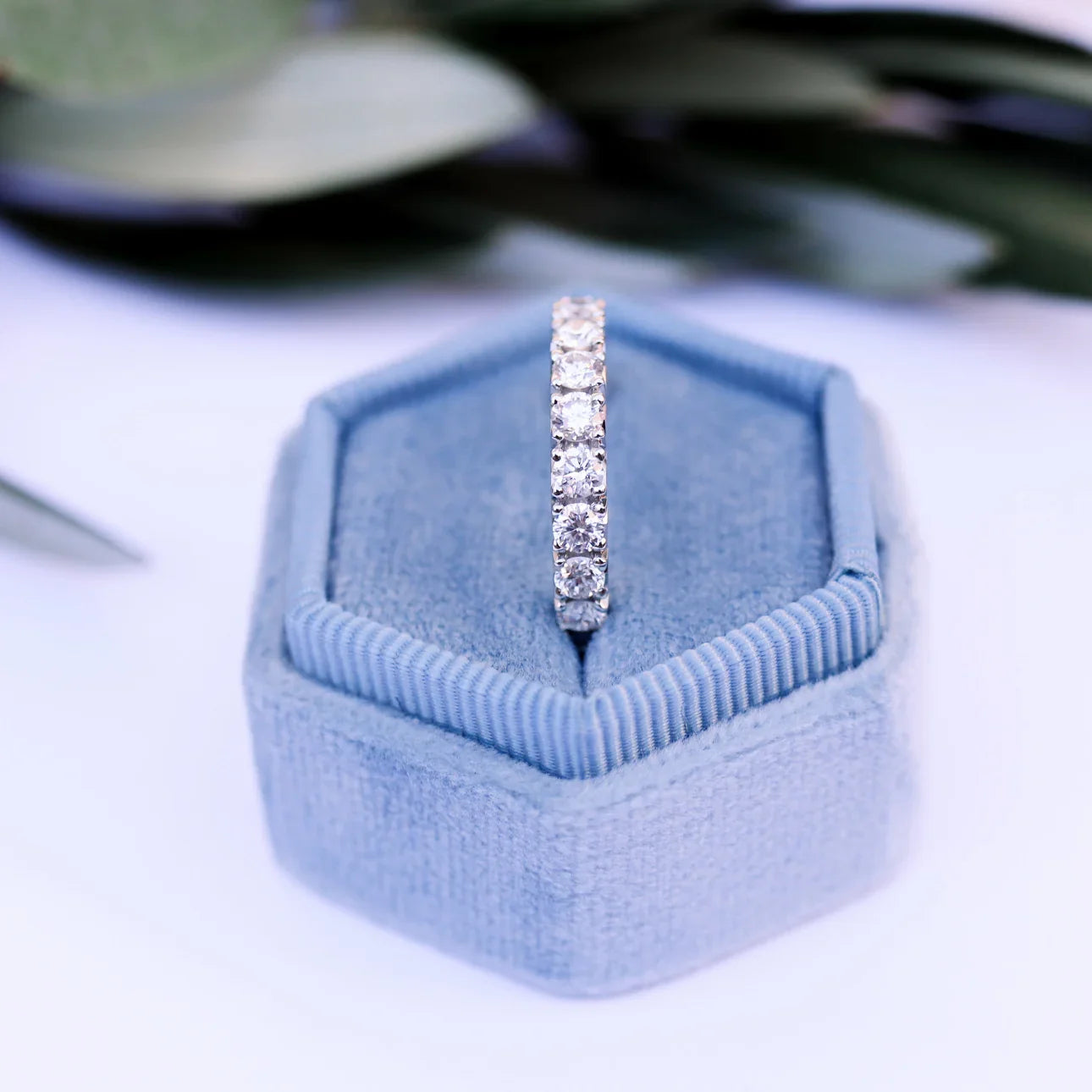 Round Lab Grown Diamond , French Pave Eternity Band , EF Color , VS Clarity , IGI Certificate