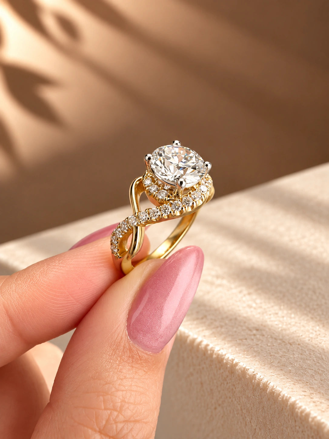 Common :: D VS1 Round lab grown diamond pavé engagement ring
