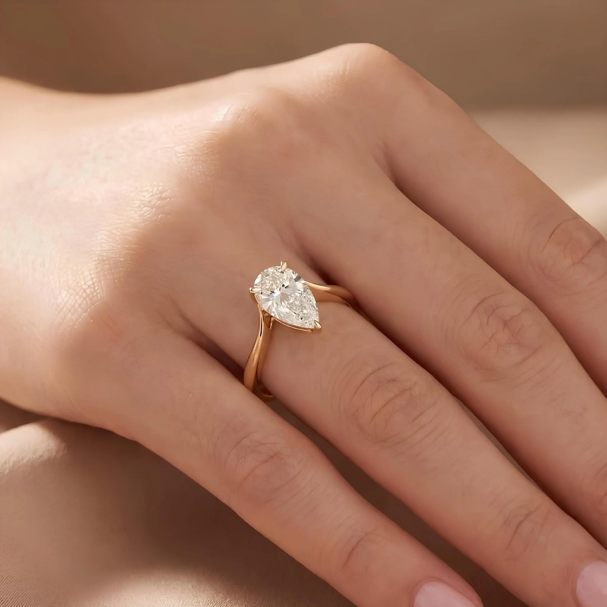 Common :: E color VVS1 pear lab grown diamond engagement ring
