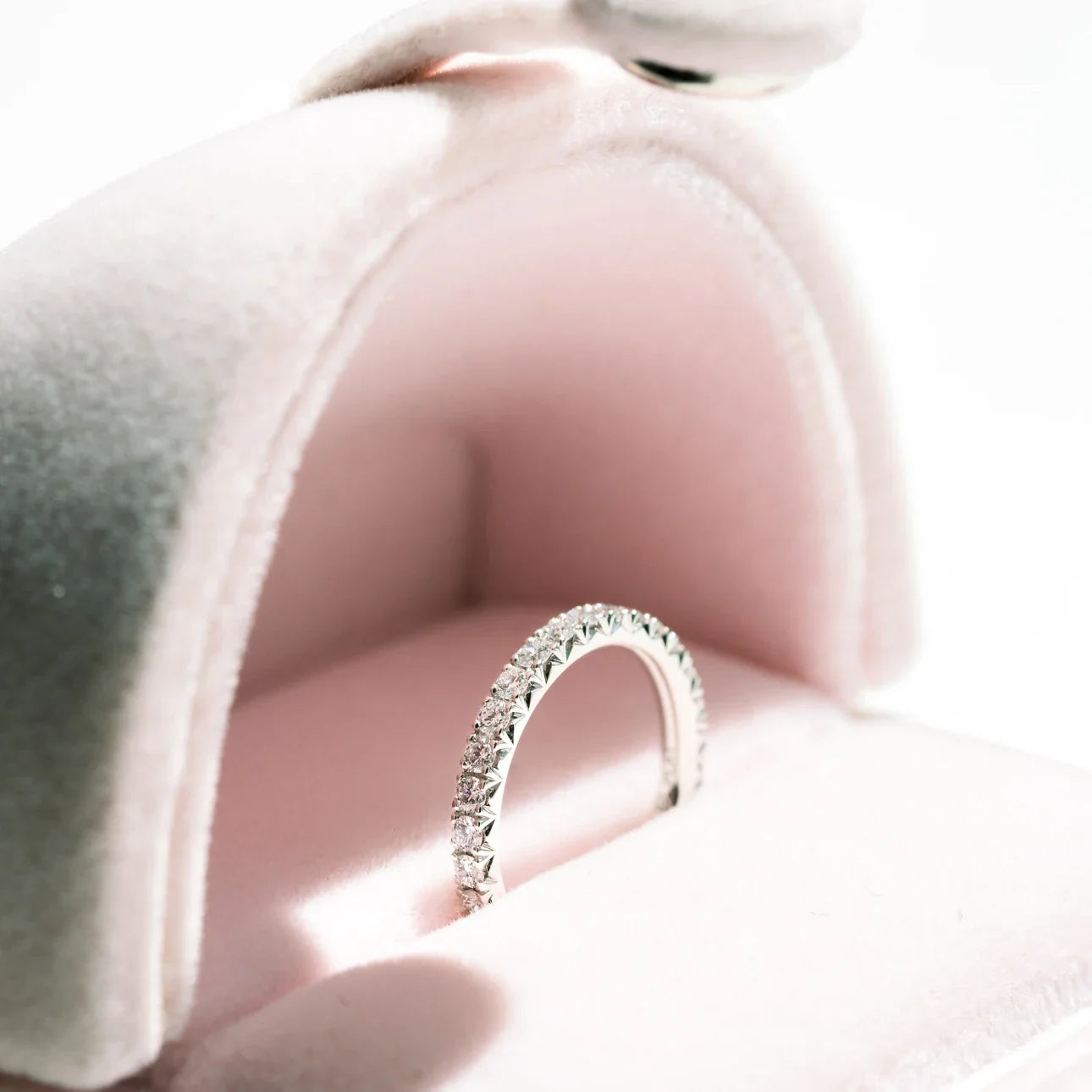 Round Lab Grown Diamond , French Pave Eternity Band , EF Color , VS Clarity , IGI Certificate