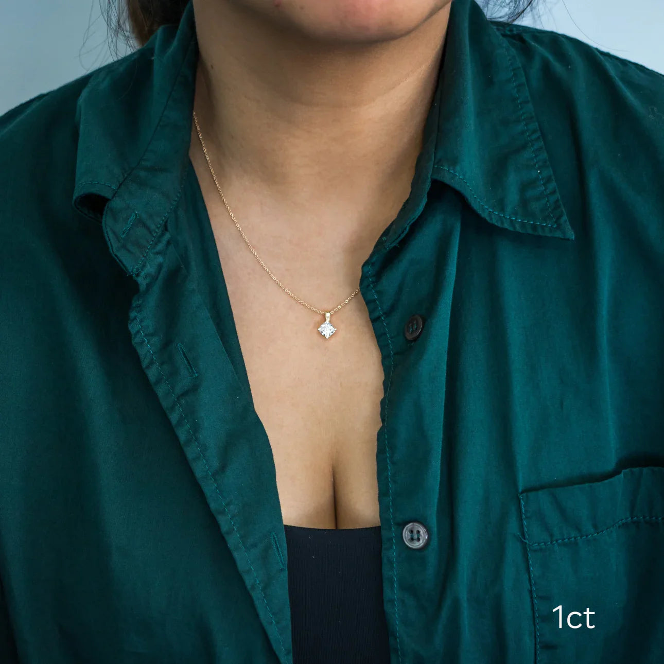 Cushion Lab Grown Diamond Classic Pendant With Chain, EF Color, VS Clarity, IGI Certified