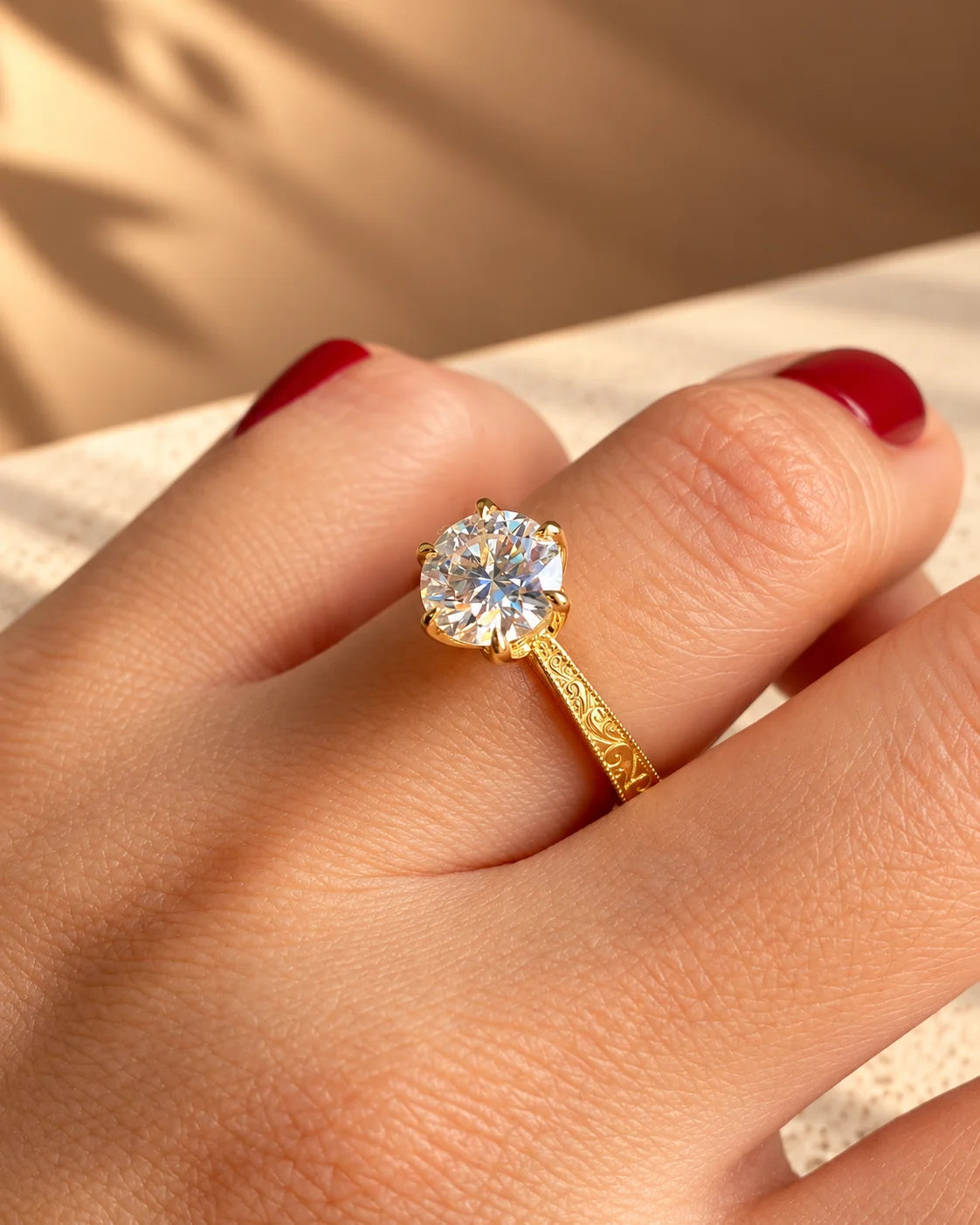 Common :: D E F Round Lab Grown Diamond Vintage Solitaire Ring