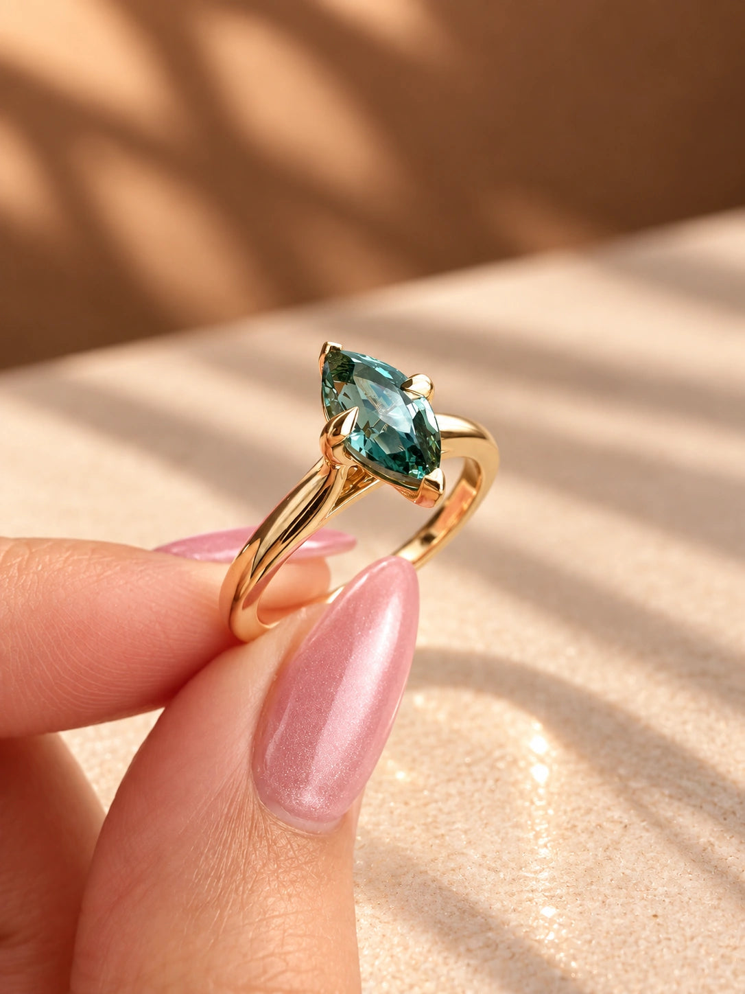 Common :: 1 carat Teal Marquise lab grown diamond engagement ring