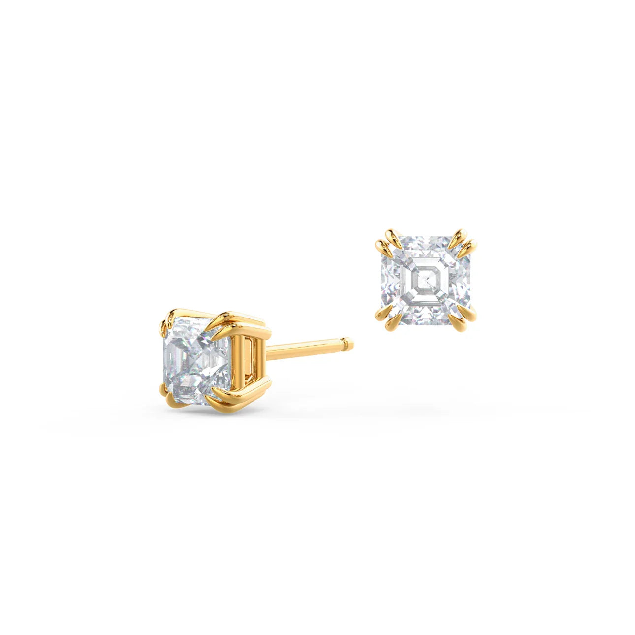 Asscher Lab Grown Diamond Stud Earring, EF Color, VS Clarity - IGI Certified