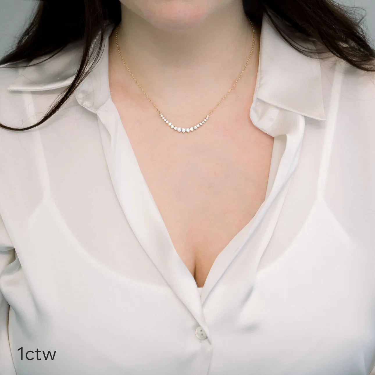 Round Lab Grown Diamond Mini Riviera Choker, EF Color, VS Clarity, IGI Certified