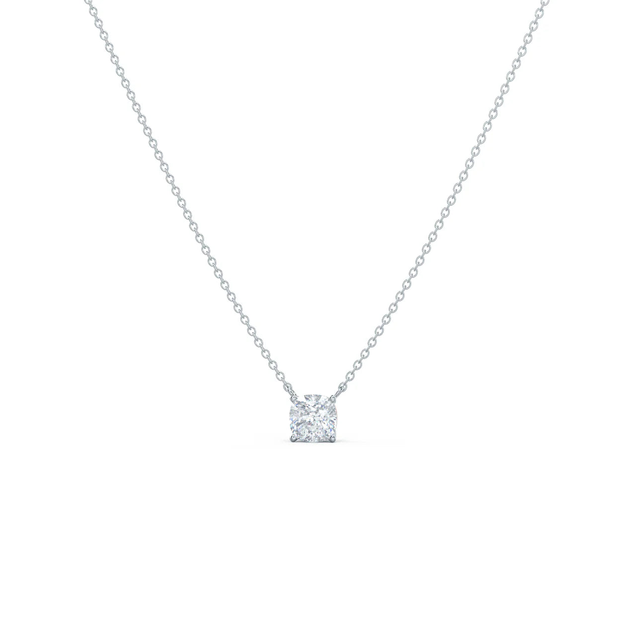 Cushion lab Grown Diamond Solitaire Pendant With Chain, EF Color, VS Clarity, IGI Certified