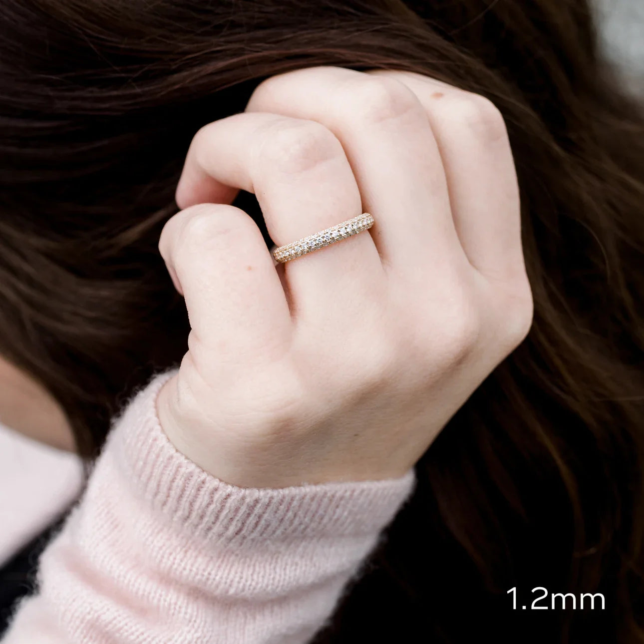 Round Lab Grown Diamond Three Sided Pave Eternity Band, EF Color, VS Clarity