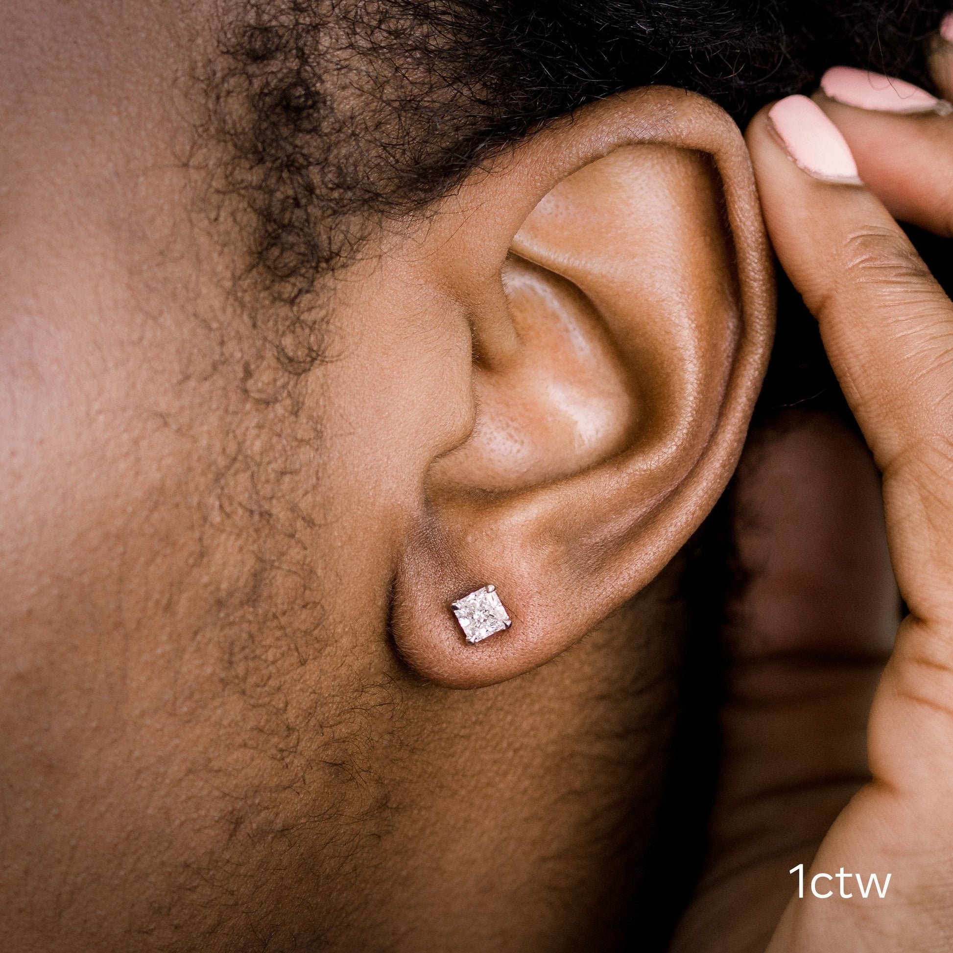 Radiant Lab Grown Diamond Stud Solitaire Earrings, EF Color, VS Clarity, IGI Certified