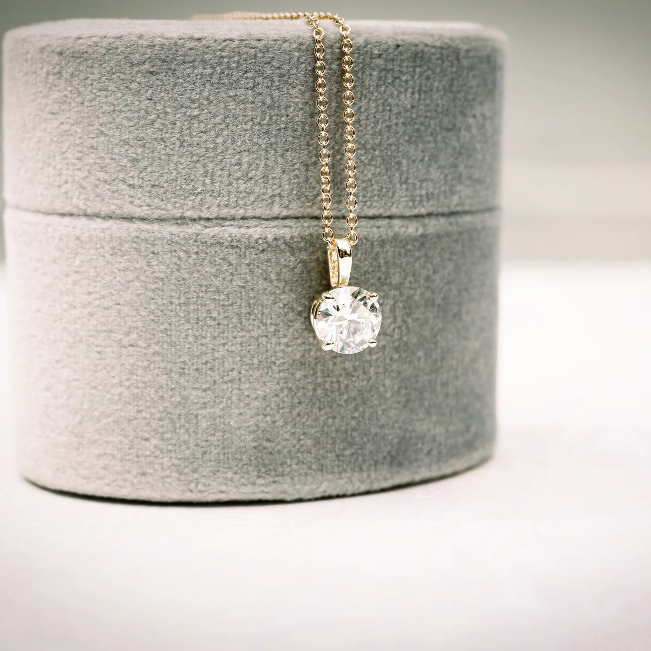 Round Lab Grown Diamond Classic Pendant With Chain, EF Color, VS Clarity, IGI Certified