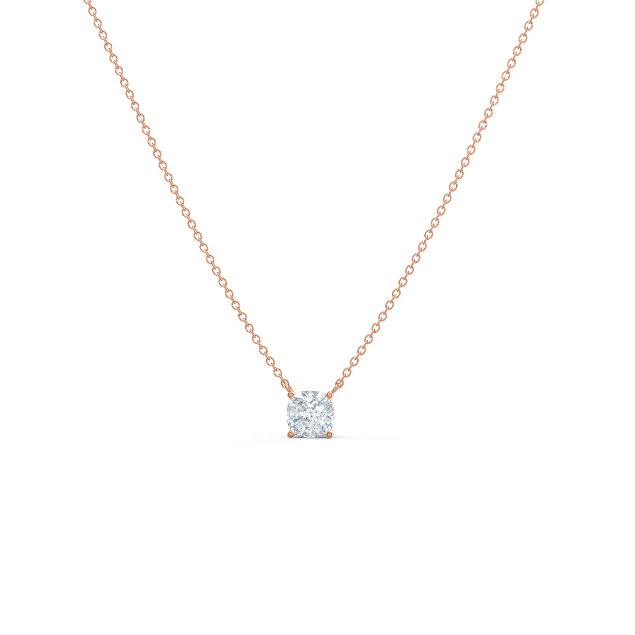 Cushion lab Grown Diamond Solitaire Pendant With Chain, EF Color, VS Clarity, IGI Certified