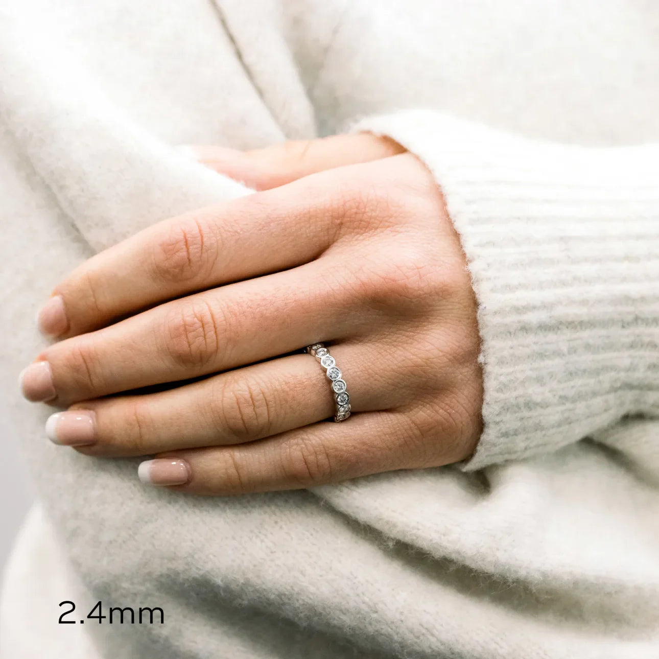 Bezel Lab Grown Diamond Eternity Band, EF Color, VS Clarity, IGI Certificate