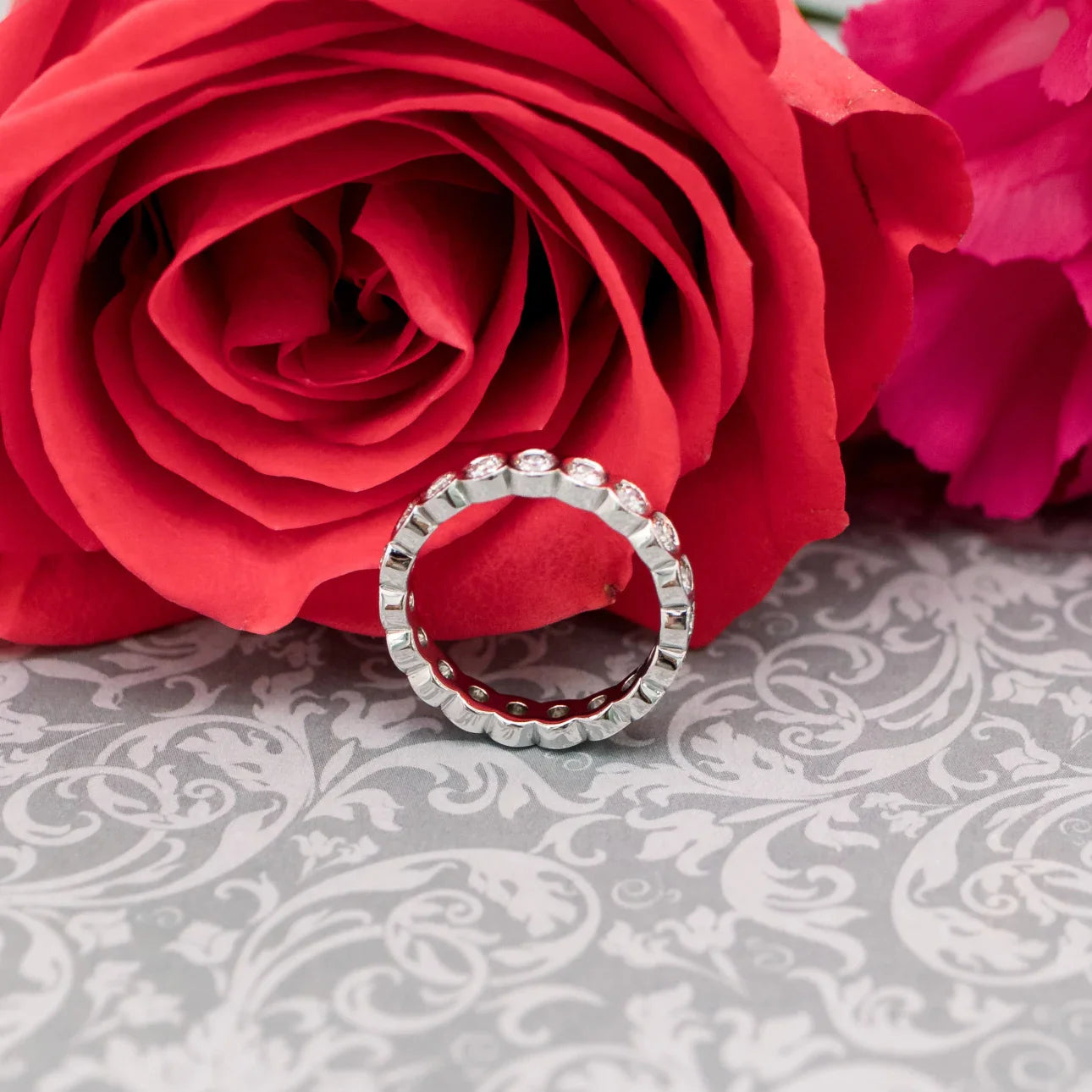 Bezel Lab Grown Diamond Eternity Band, EF Color, VS Clarity, IGI Certificate