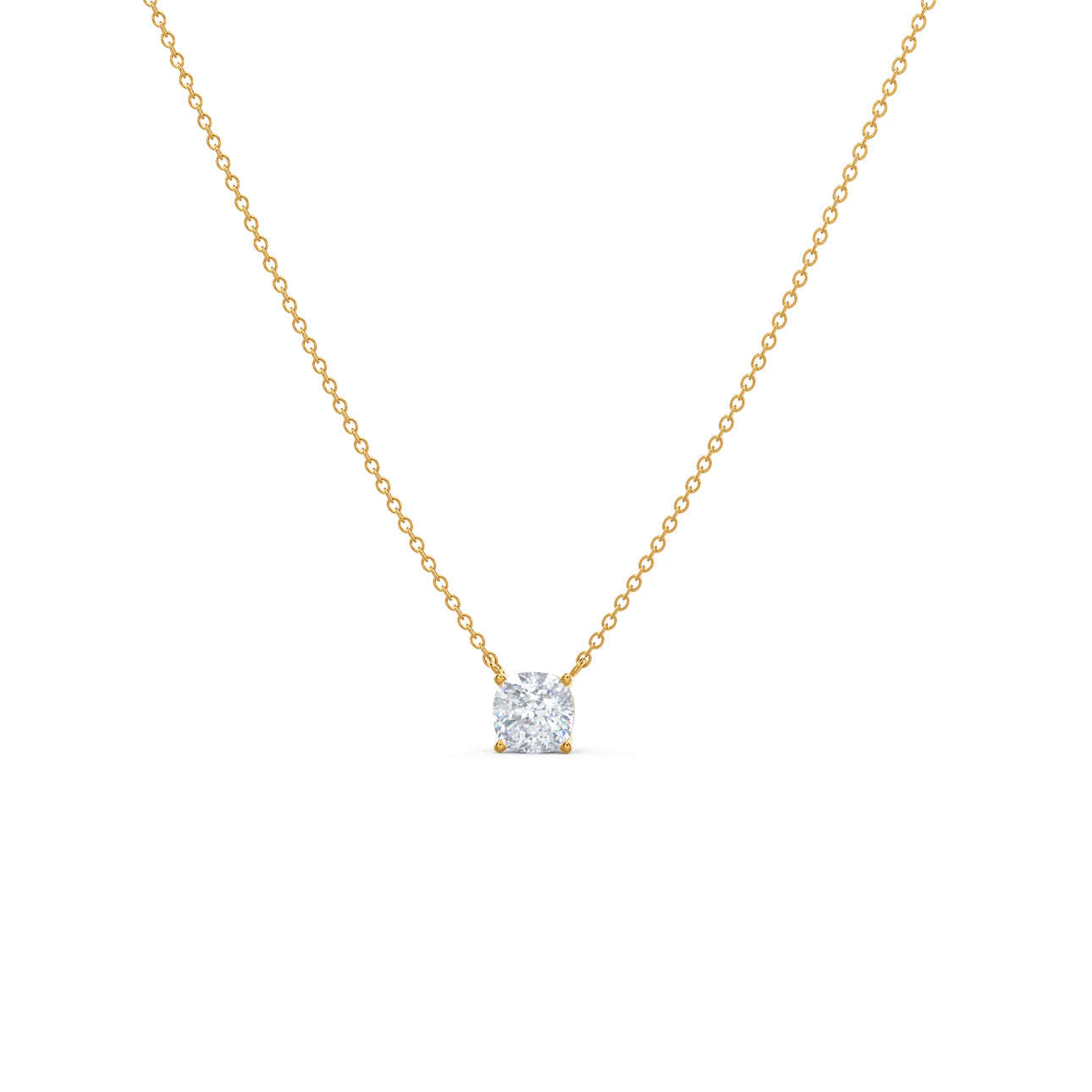 Cushion lab Grown Diamond Solitaire Pendant With Chain, EF Color, VS Clarity, IGI Certified