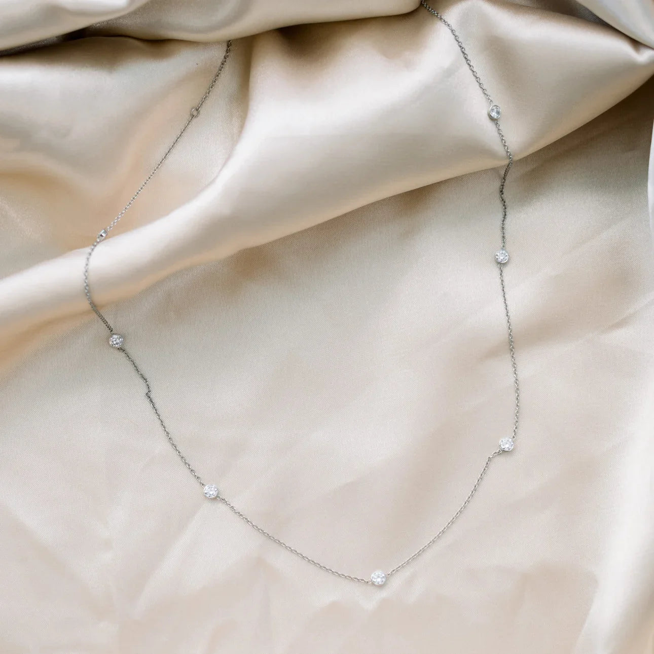 7 Round Lab Grown Diamond Floating Cosmopolitan Necklace, EF Color, VS Clarity, IGI Certified