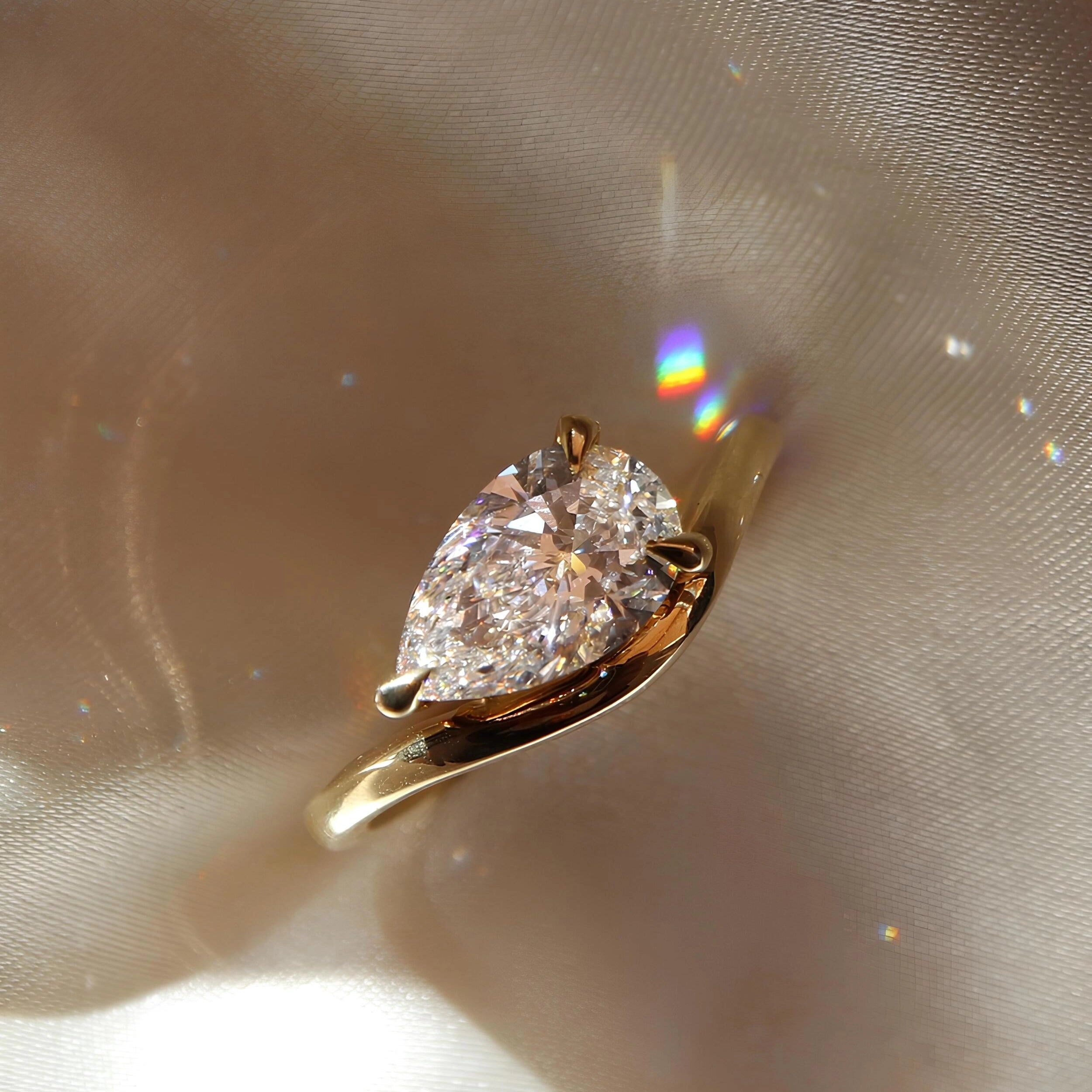 Common :: Unii Jewels 1.33ct pear lab grown diamond solitaire engagement ring