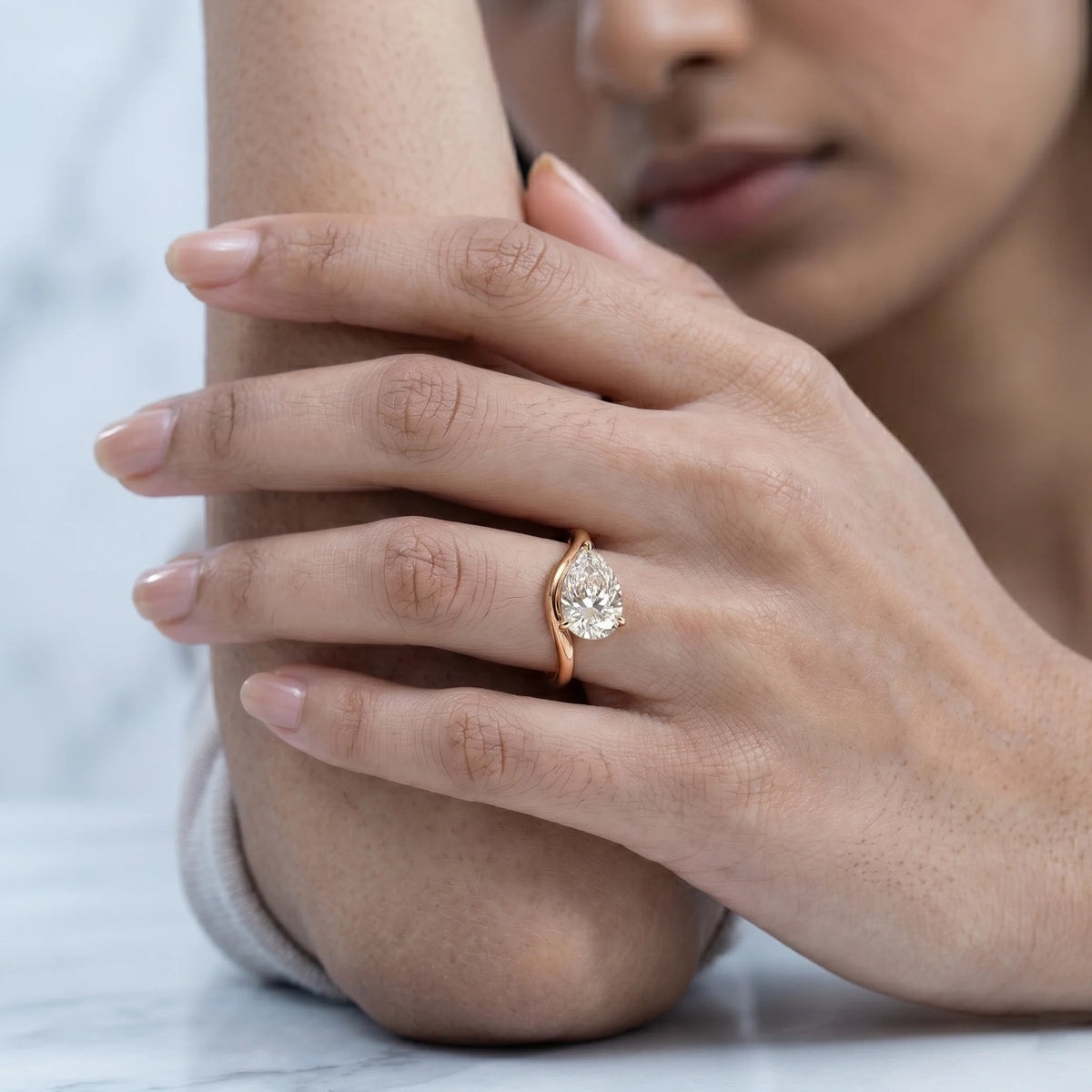 Common :: D color VVS1 pear lab grown diamond solitaire ring