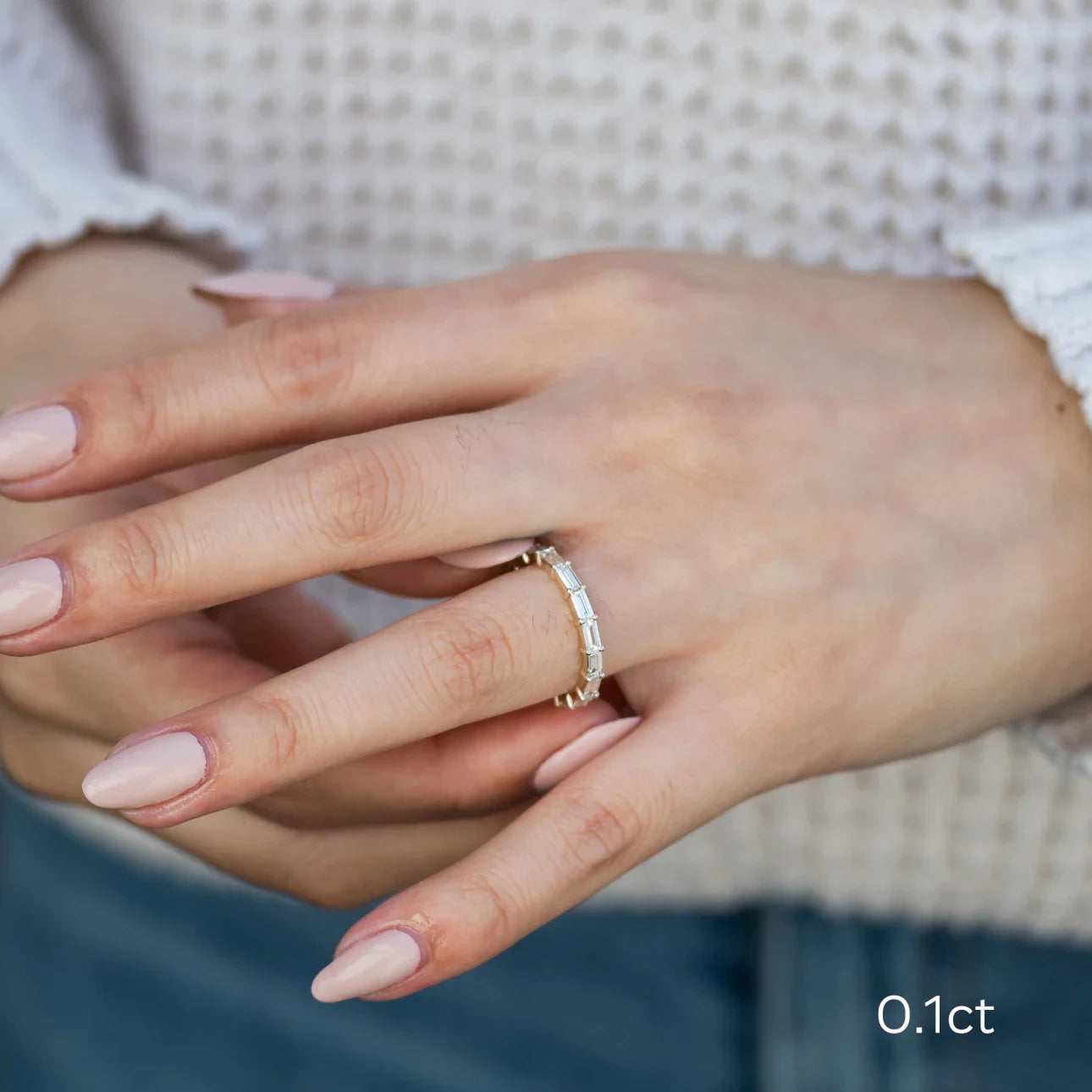 Baguette East-West Lab Grown Diamond Eternity Band, EF Color, VS Clarity, IGI certified