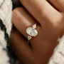 Common :: D color VVS1 oval lab grown diamond three stone engagement ring