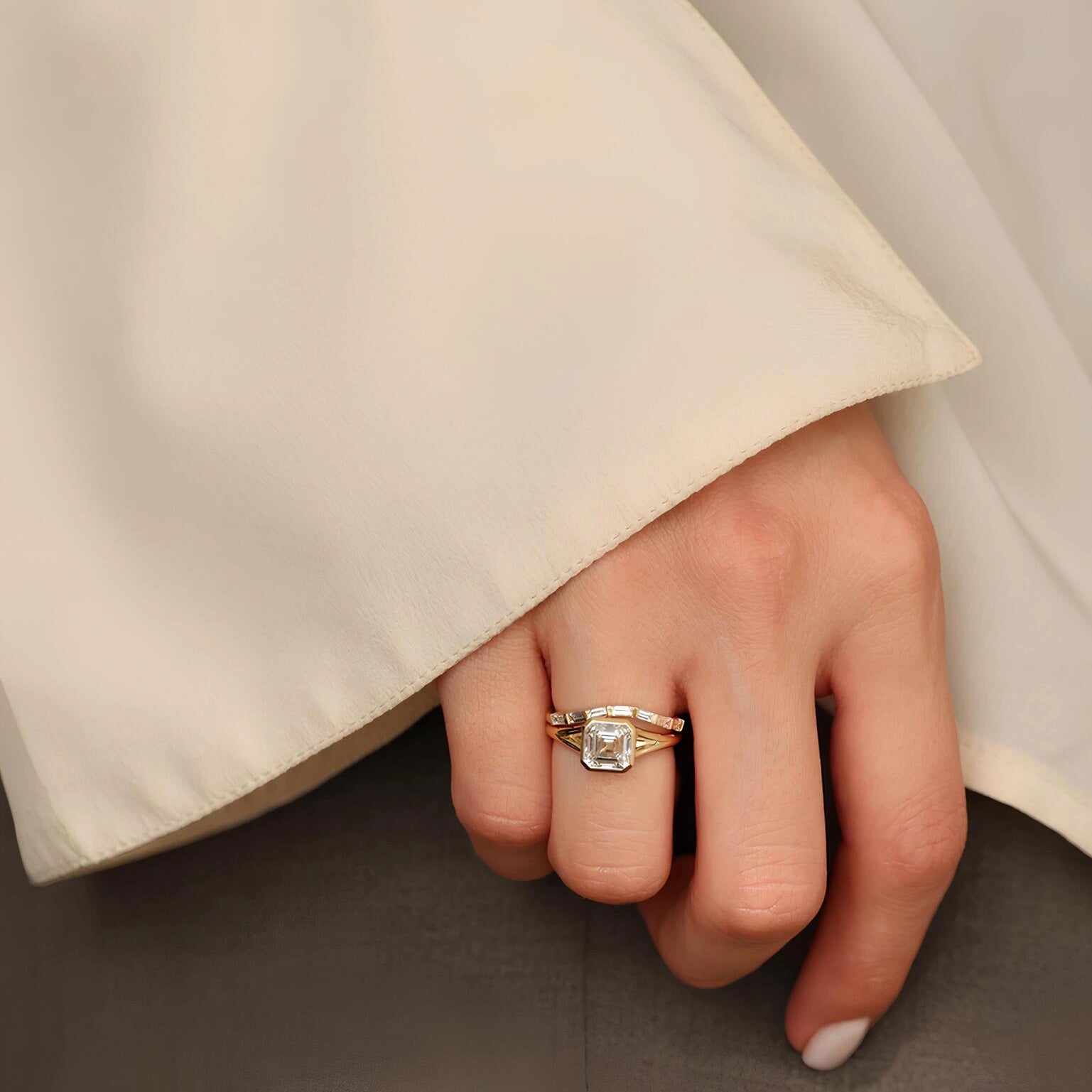 Common :: D color VS1 Asscher lab grown diamond solitaire ring