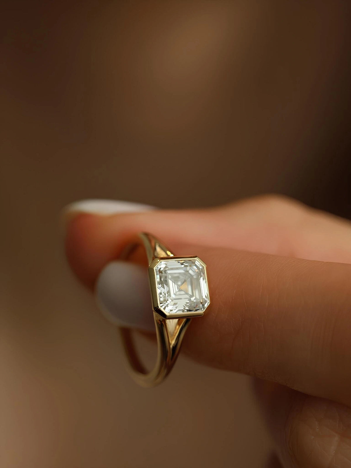 Common :: 1.75ct Asscher cut lab grown diamond geometric engagement ring