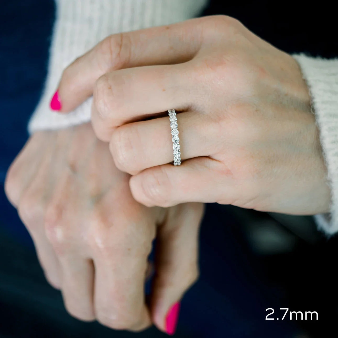 Round Lab Grown Diamond Prong Set Eternity Band, EF Color, VS Clarity - IGI Certified