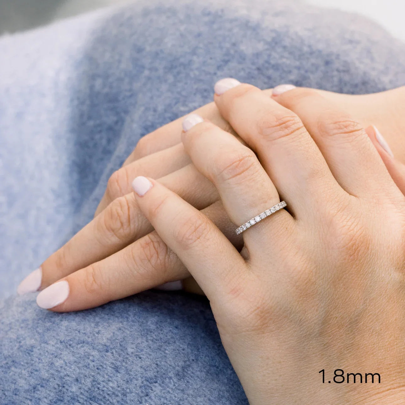 Round Lab Grown Diamond , French Pave Eternity Band , EF Color , VS Clarity , IGI Certificate