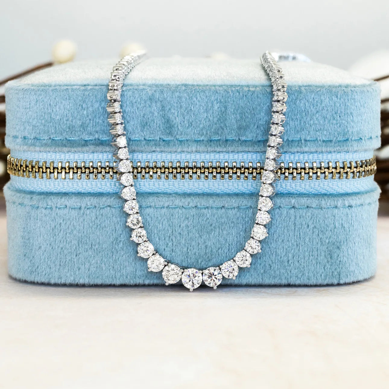 Round Lab Grown Diamond Riviera Choker, EF Color, VS Clarity, IGI Certified