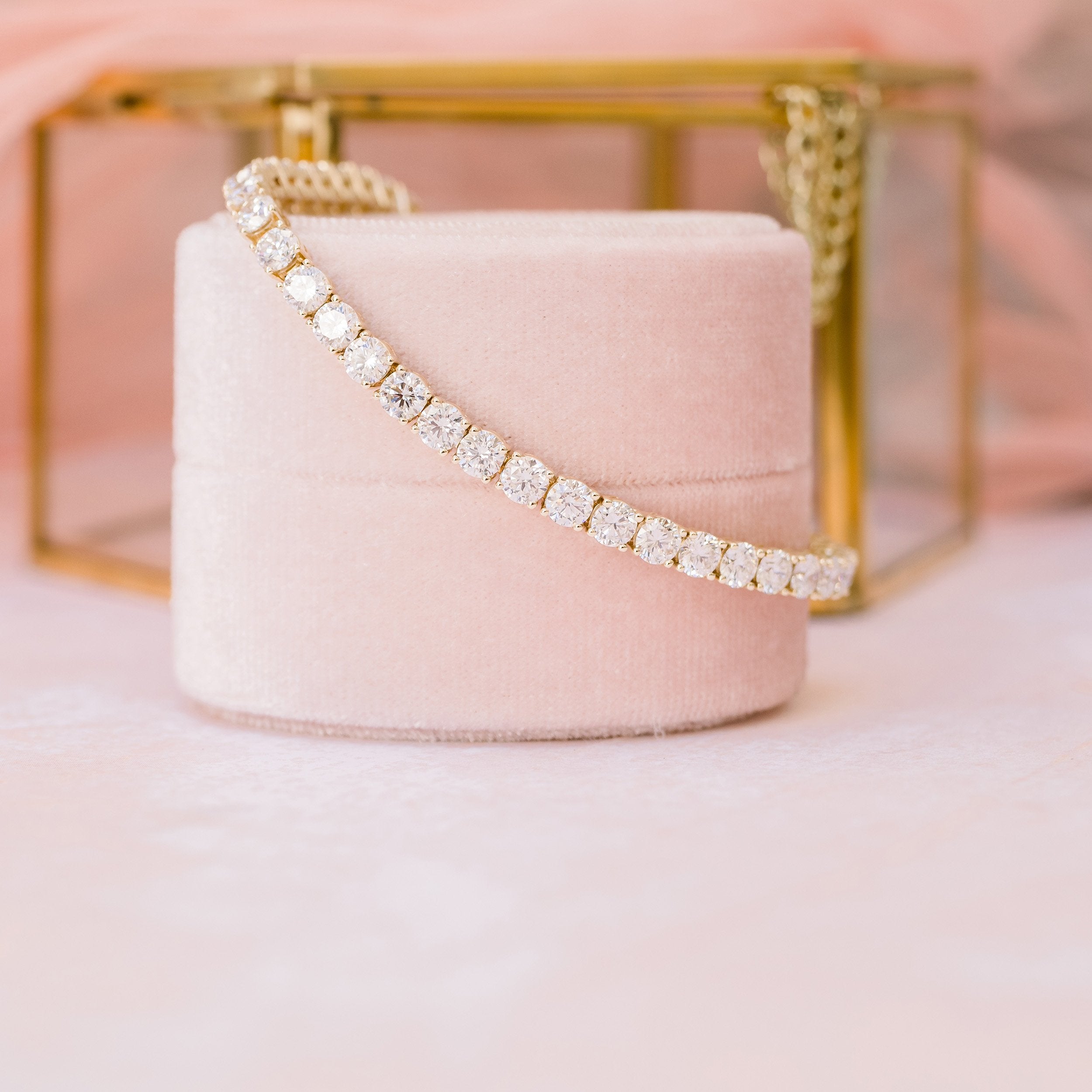 Round Lab Grown Diamond Four Prong Tennis Bracelet , EF Color, VS Clarity, IGI Certificate