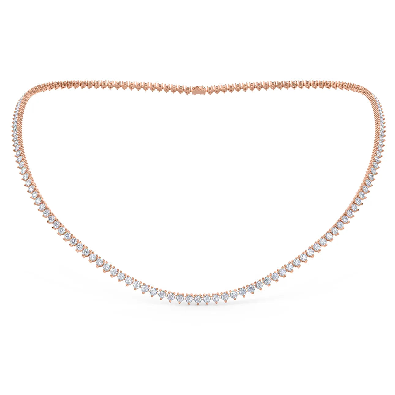 Round Lab Grown Diamond Tennis Necklace, EF Color, VS Clarity, IGI Certified