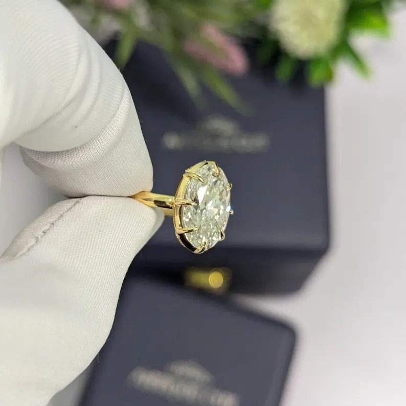 6.30ct Oval Lab Grown Diamond Bezel Engagement Ring | IGI Certified | VVS–VS Clarity