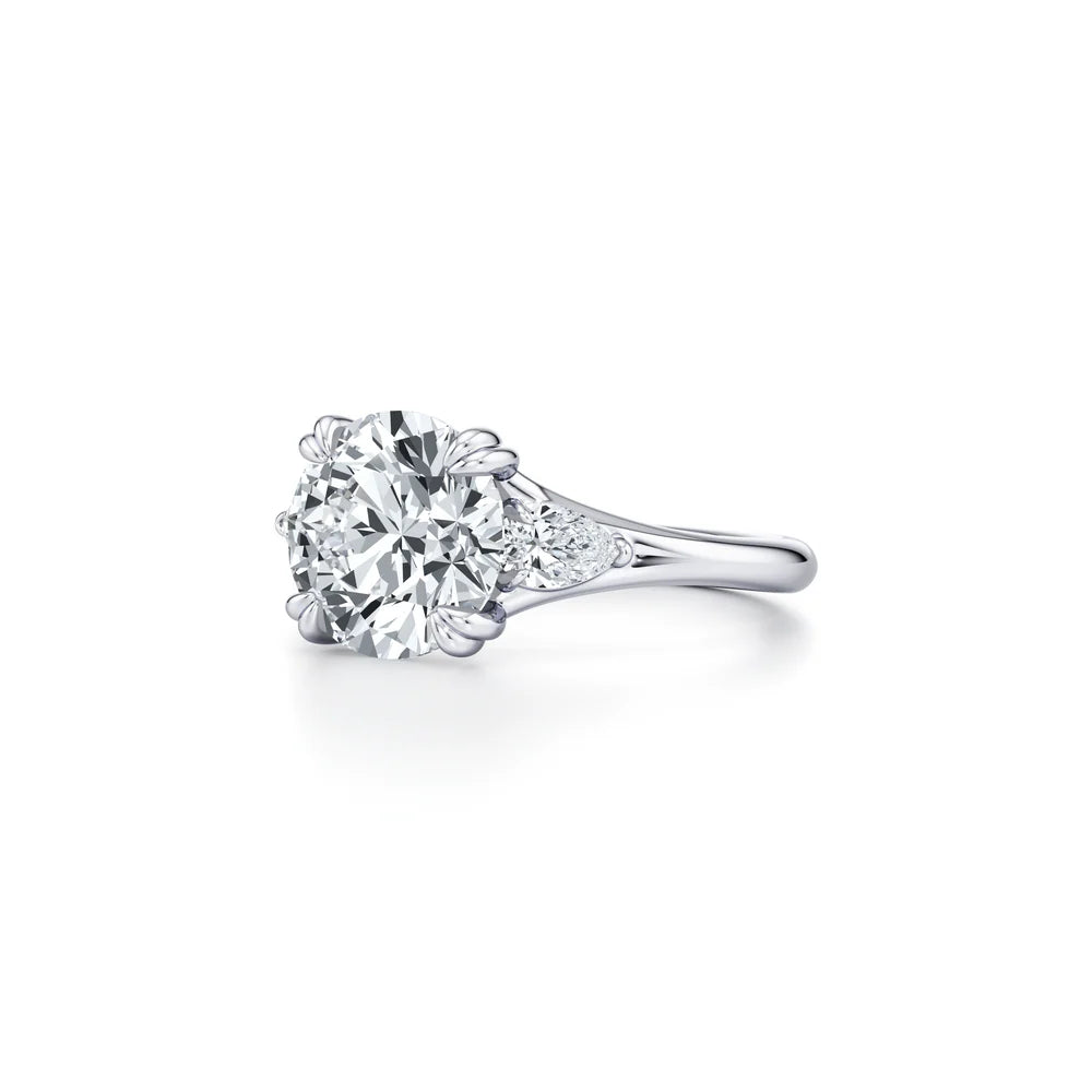 Common :: IGI certified 3.29ct round diamond three stone engagement ring in gold by Unii Jewels