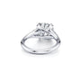 Common :: Elegant three stone round lab diamond ring for women side angle product shot
