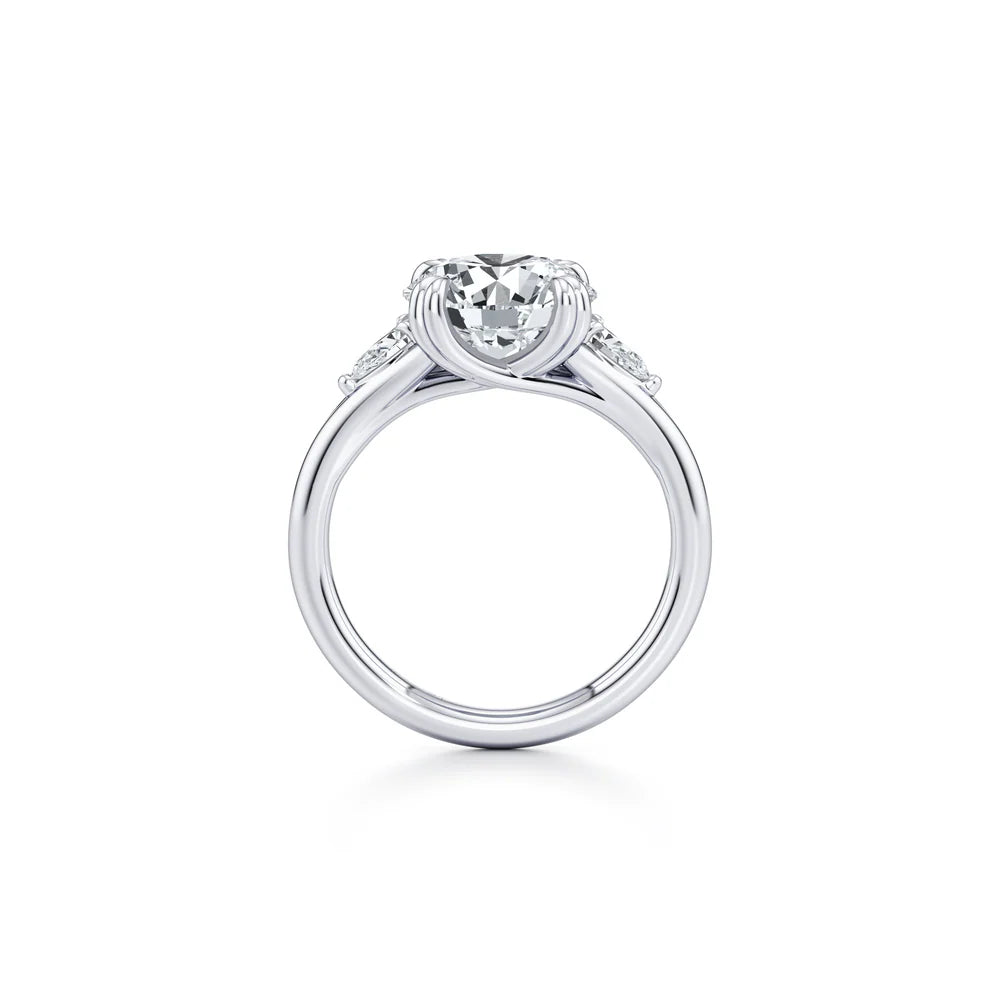 Common :: Handmade round lab grown diamond engagement ring with prong setting detailed view