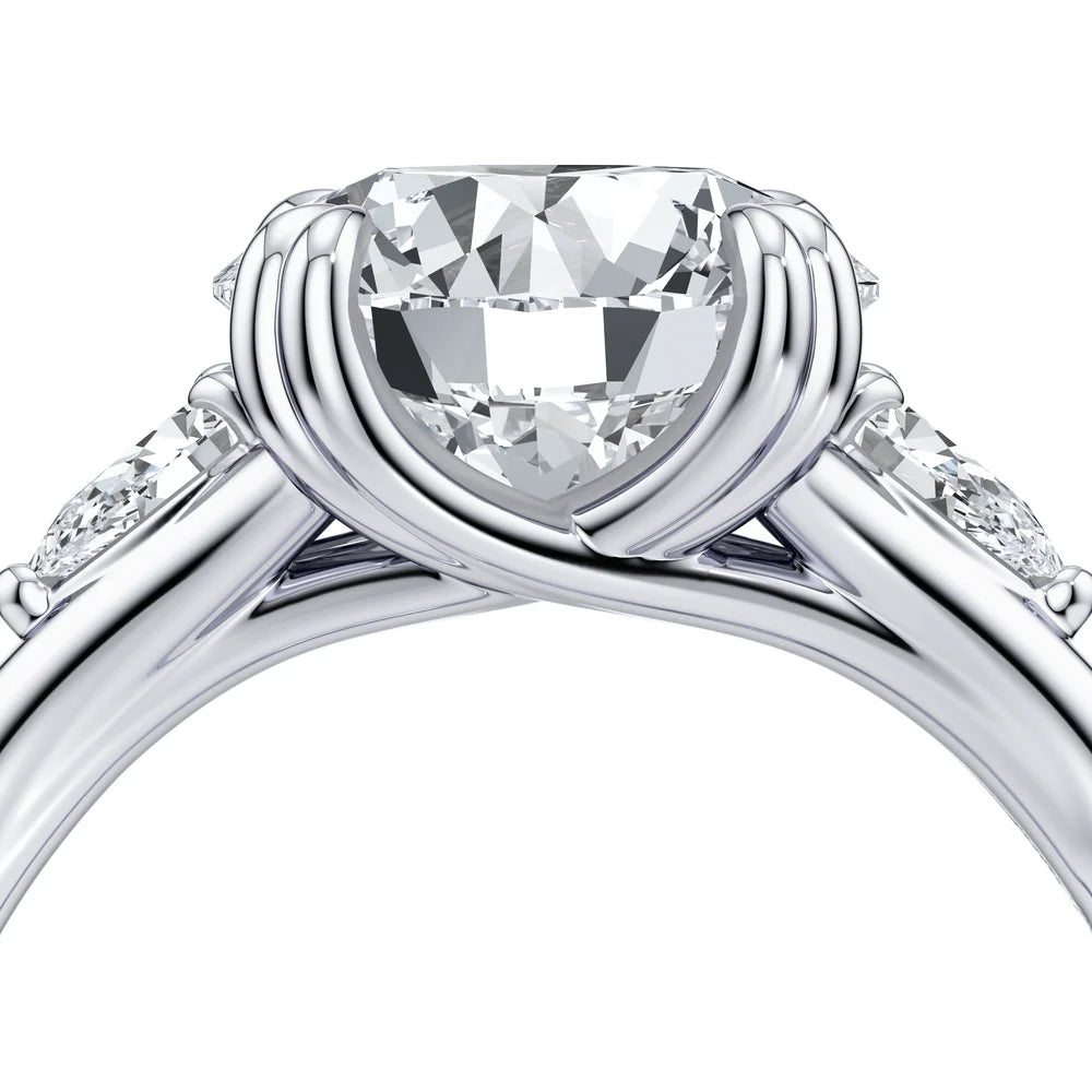 Common :: 3.29 carat round brilliant three stone engagement ring sparkling video closeup