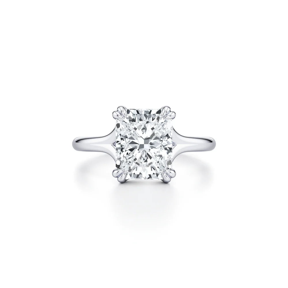 Common :: Haloria 2.1ct radiant solitaire lab grown diamond engagement ring IGI certified close up view