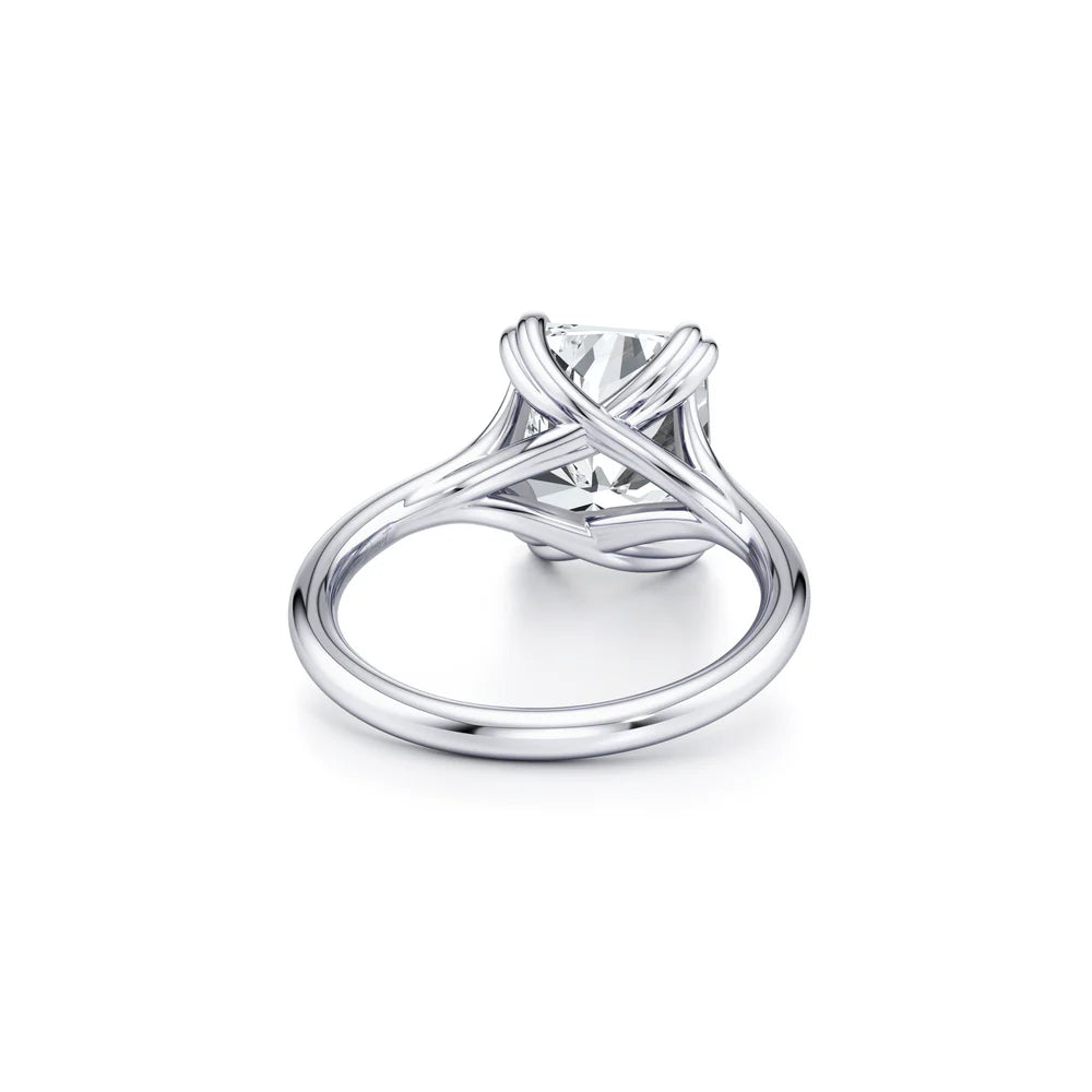 Common :: Haloria radiant cut lab diamond ring prong setting macro product photo