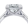 Common :: Elegant radiant solitaire engagement ring with lab grown diamond side angle view