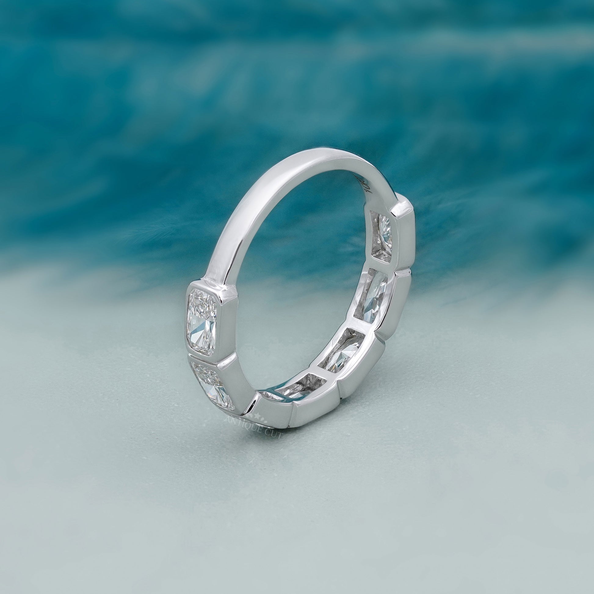 2.10ct Radiant Cut Diamond Wedding Band – 7 Stone Anniversary Ring in White Gold | Diamond Eternity Band | Bridal Stackable Ring