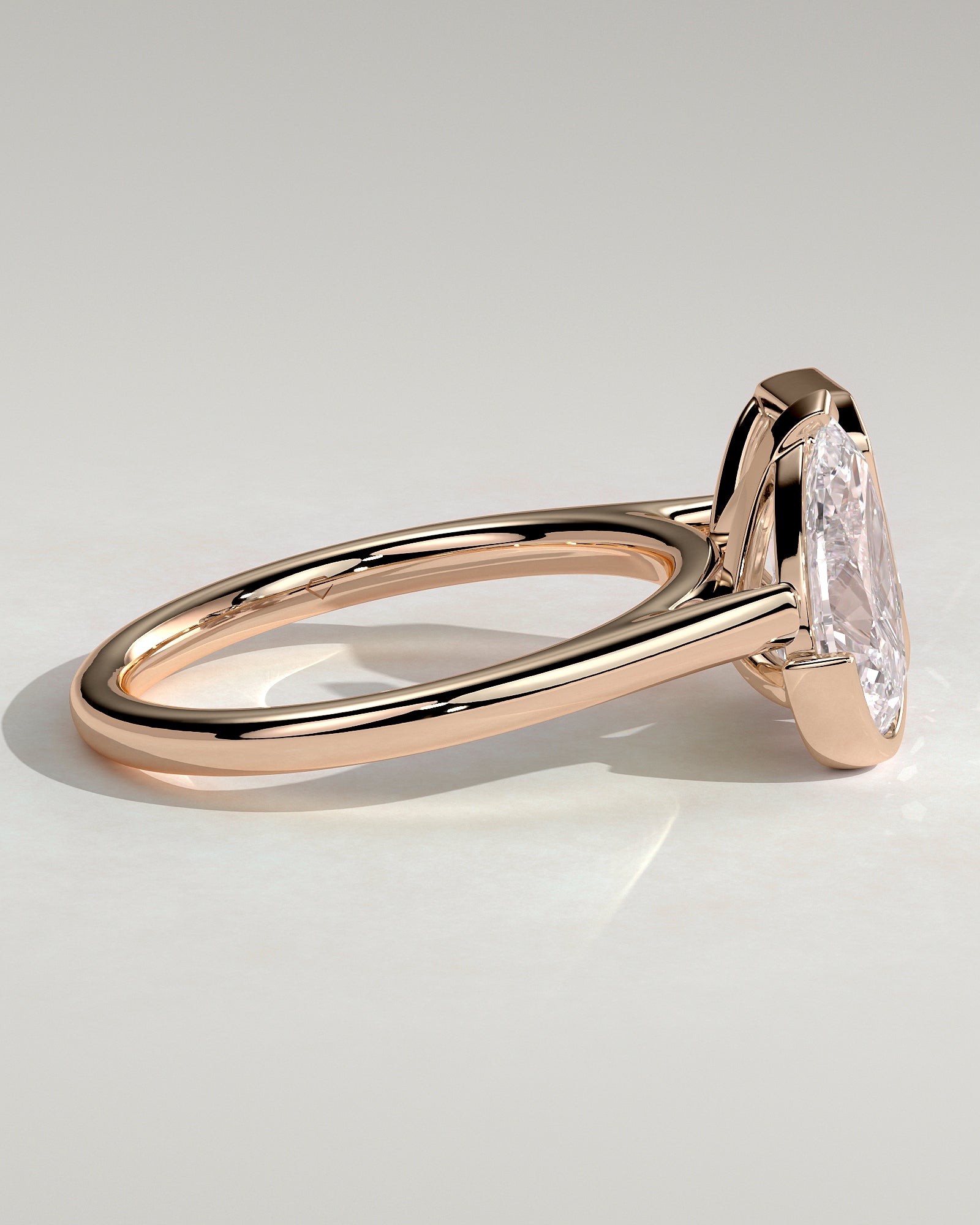 Rose :: luxury 3.3ct pear emerald lab diamond engagement ring rose gold sleek design