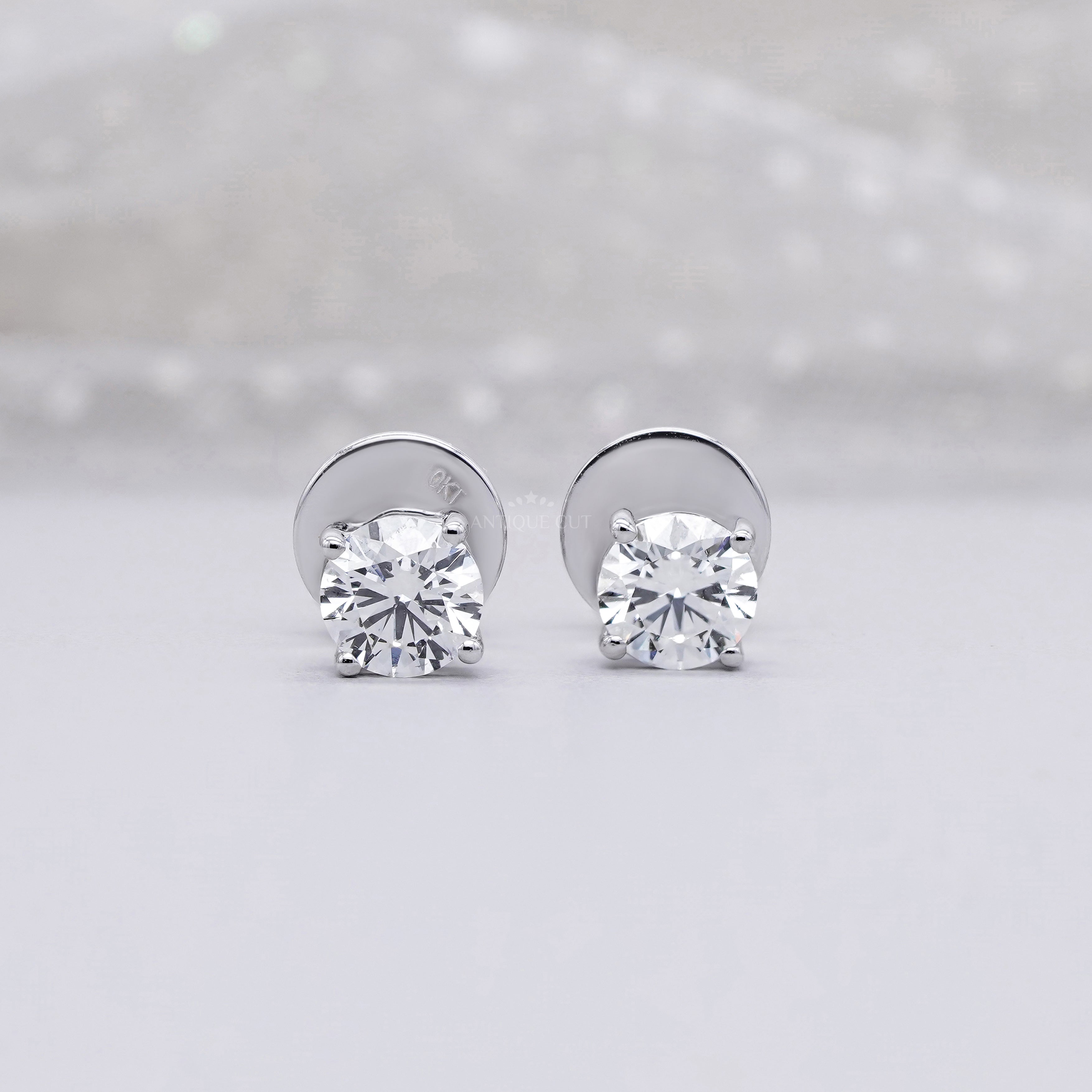 1.00tcw Round Lab Diamond Stud Earrings | Classic White Gold Solitaire Setting