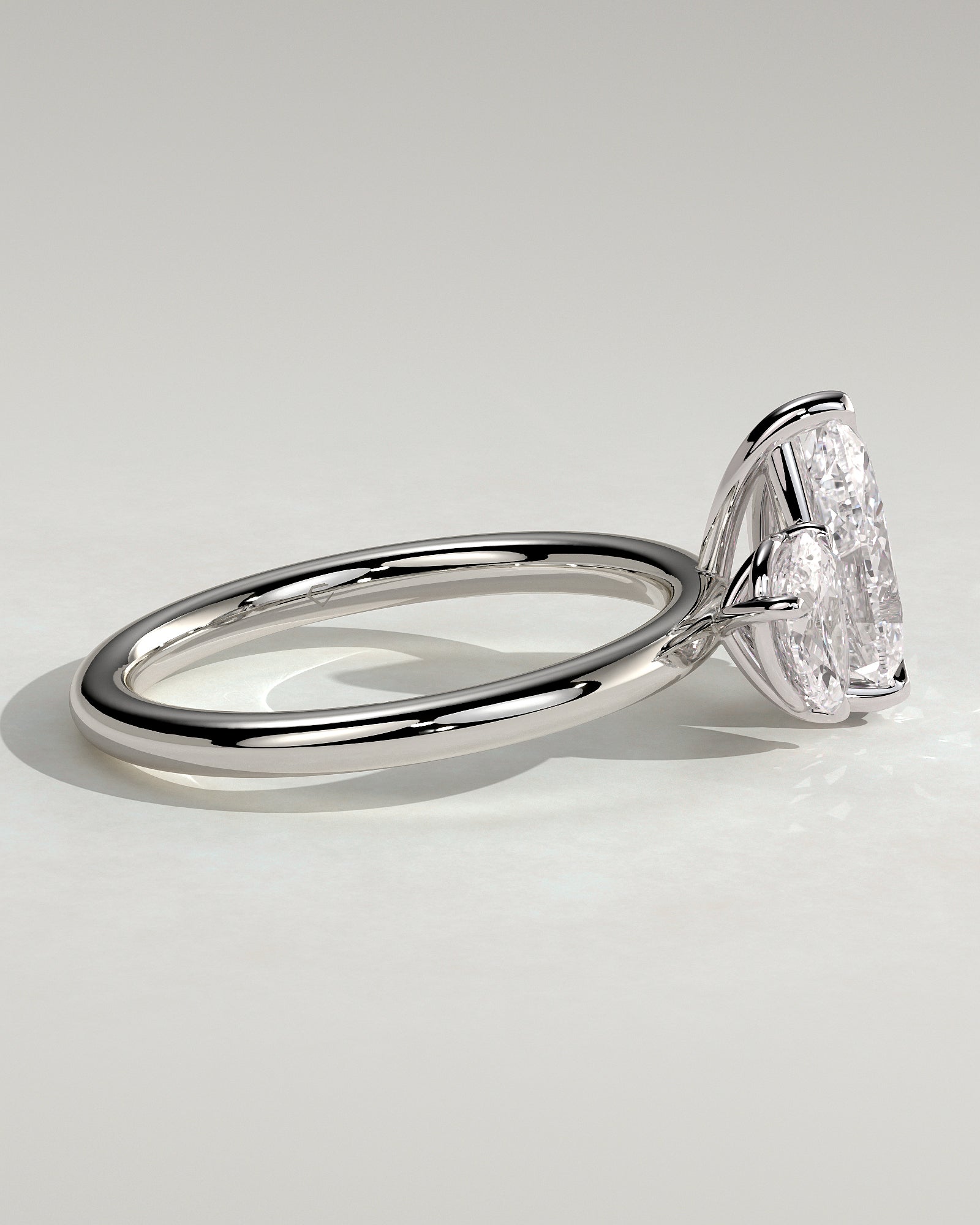 White :: elegant 0.5ct pear 1.25ct pear lab grown diamond toi et moi ring white gold sleek style