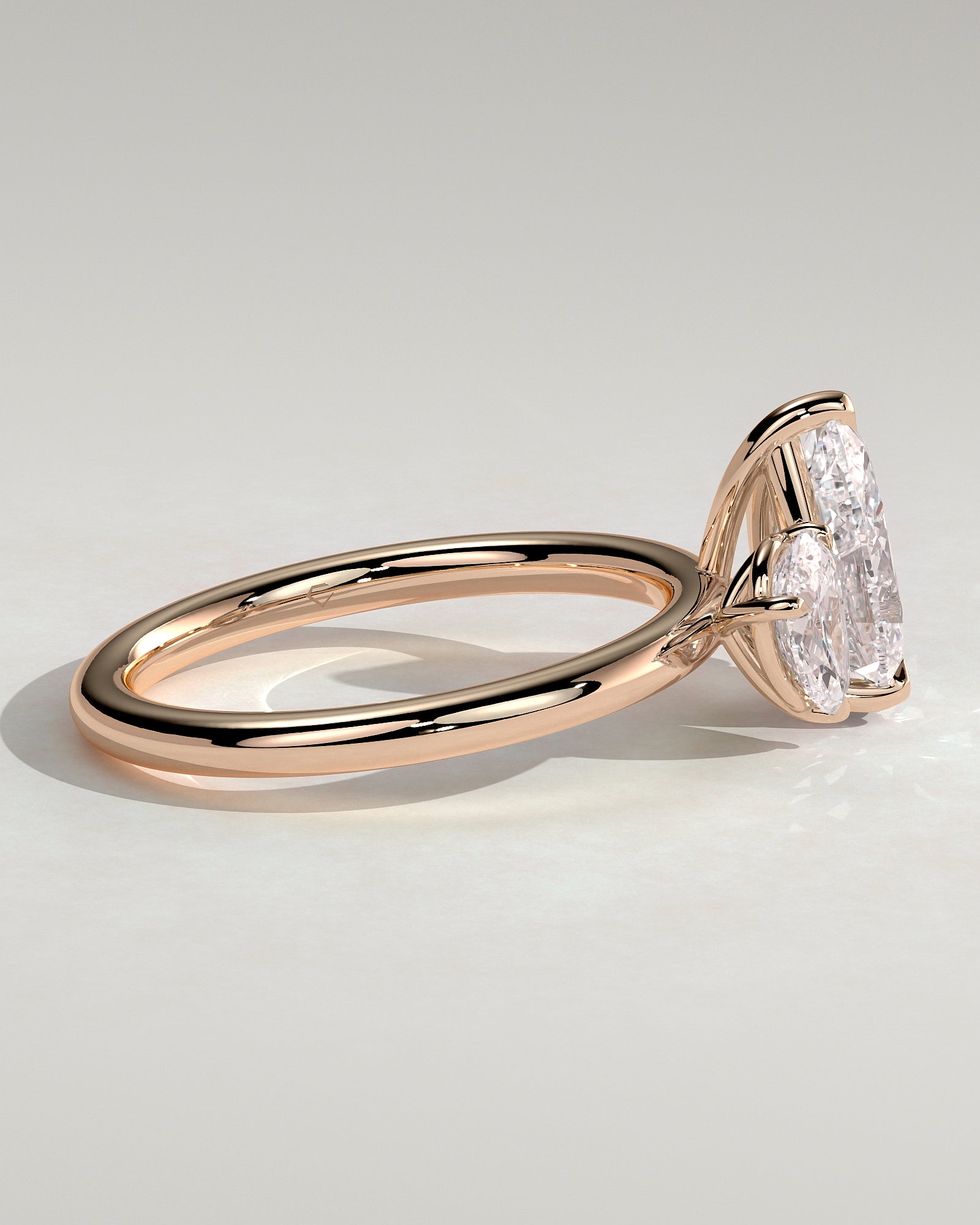 Rose :: luxury 0.5ct pear 1.25ct pear lab diamond engagement ring rose gold sleek style