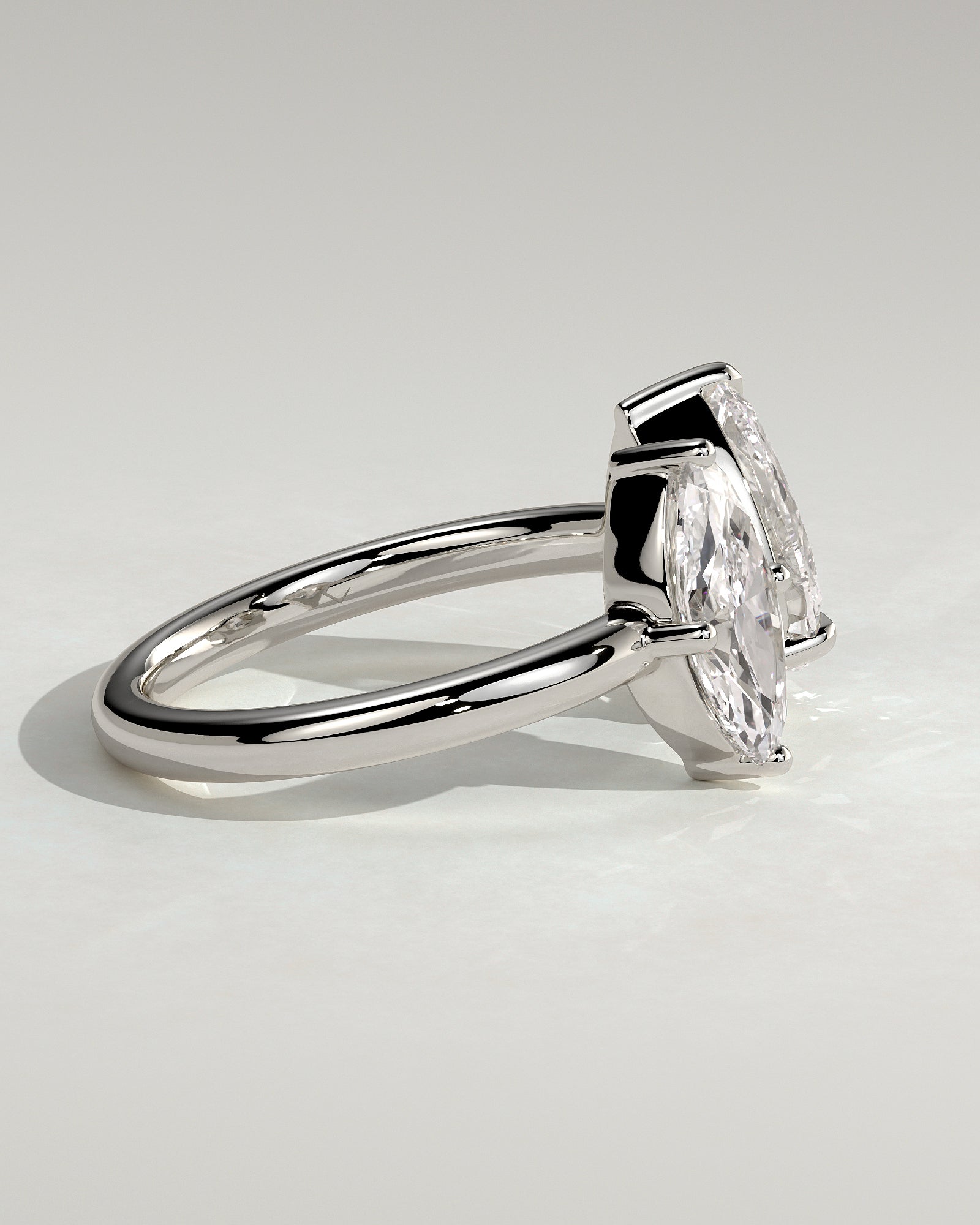 White :: elegant marquise pear lab grown diamond toi et moi ring white gold sleek style