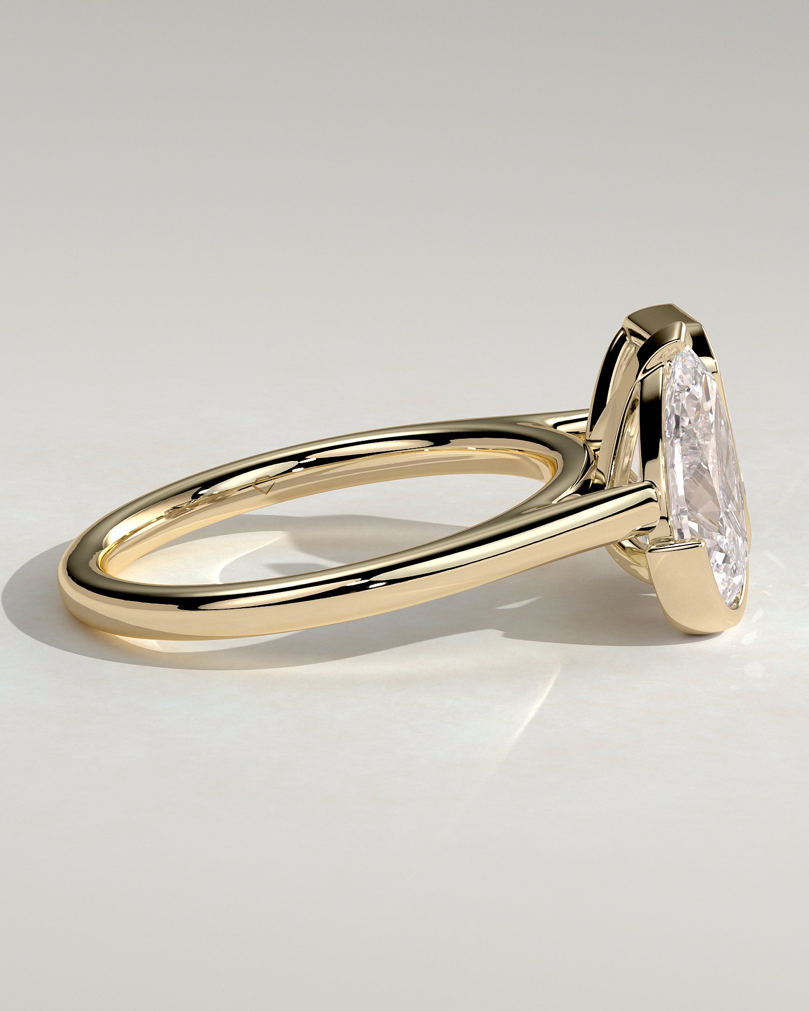 Yellow :: luxury 3.3ct pear emerald lab diamond engagement ring yellow gold sleek look