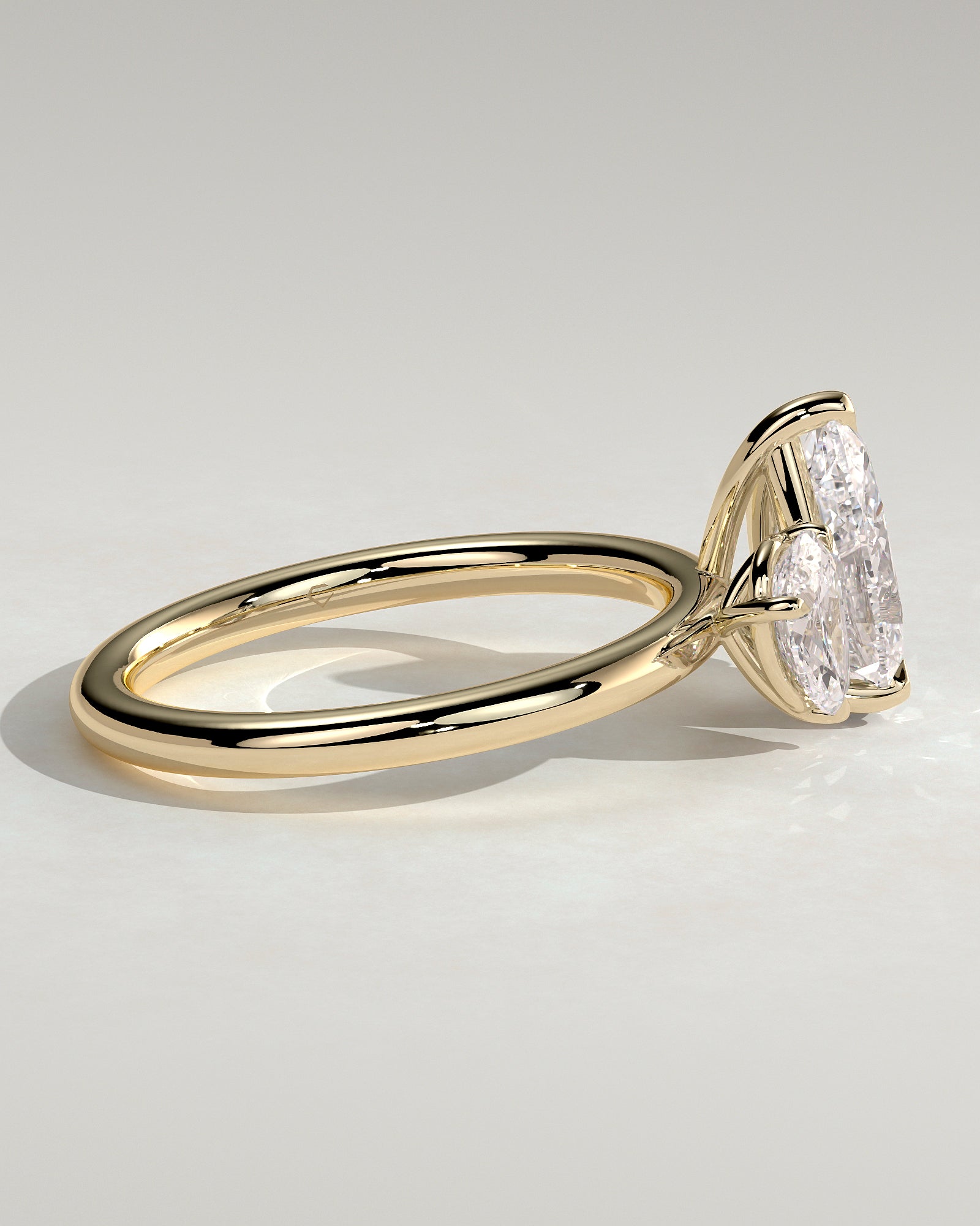 Yellow :: premium 0.5ct pear 1.25ct pear lab diamond toi et moi ring yellow gold luxury style